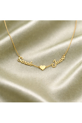 Soleildor 925 ayar Orijinal Gümüş 2 İsim 1 Kalp Gümüş Kolye