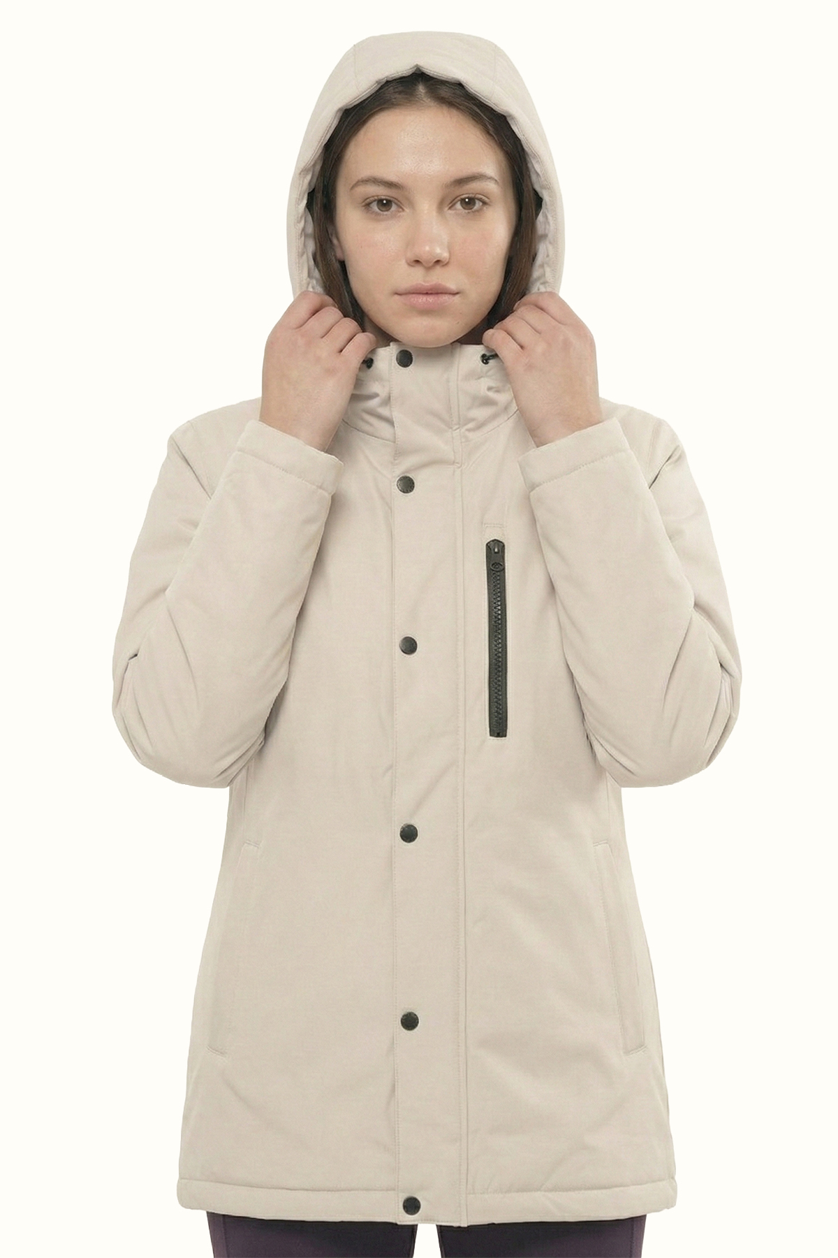 D1fference  Kadın Kışlık Parka Sıcak Tutan Dolgu Kalın İç Astarlı Su İtici Rüzgar Geçirmez Kapüşonlu Parka Mont - Görsel 4