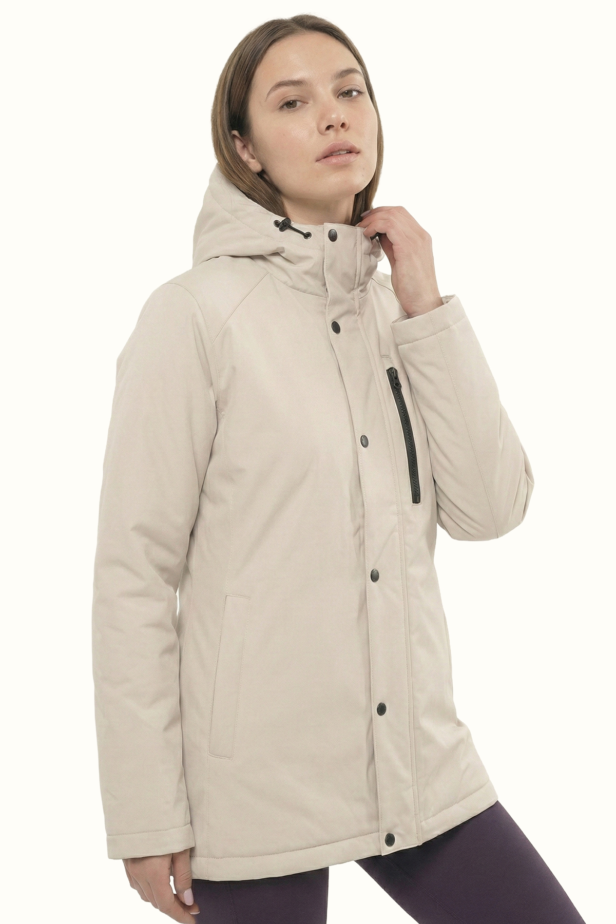 D1fference  Kadın Kışlık Parka Sıcak Tutan Dolgu Kalın İç Astarlı Su İtici Rüzgar Geçirmez Kapüşonlu Parka Mont - Görsel 3