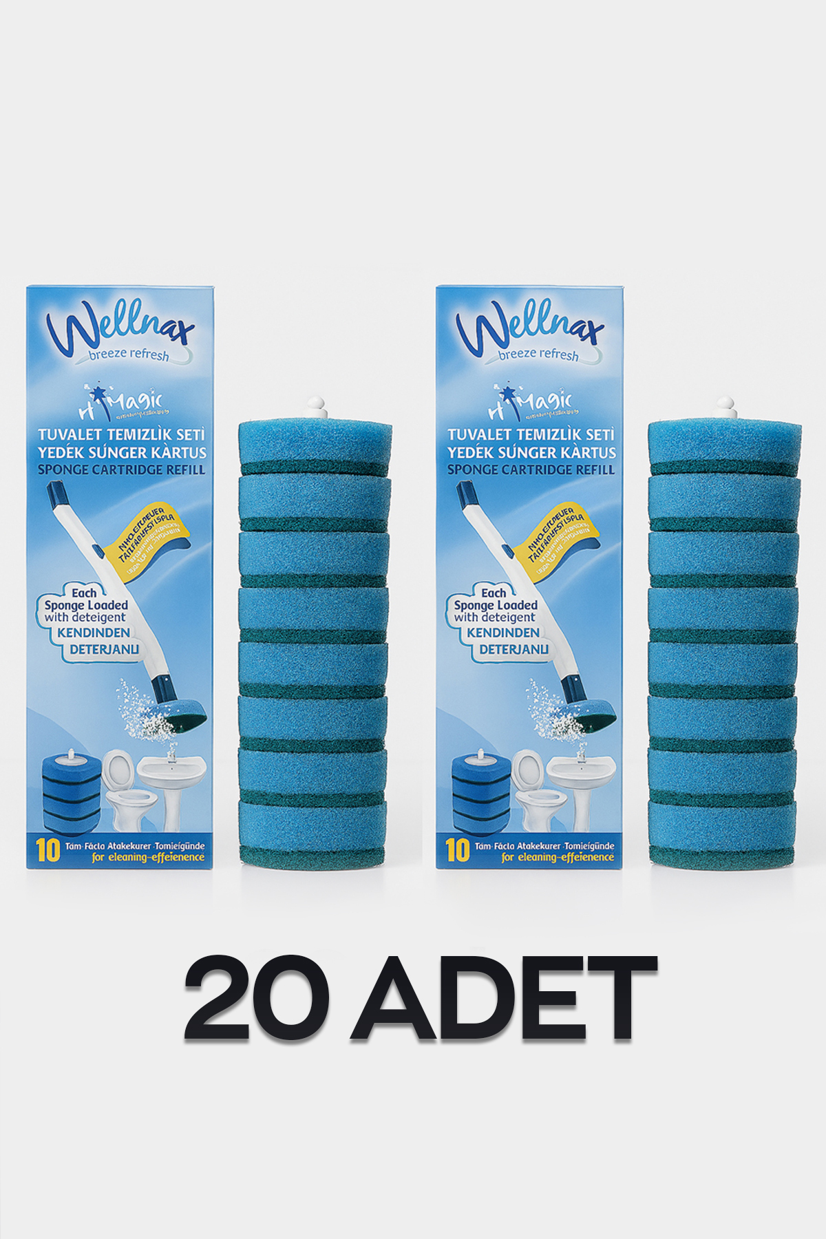 Wellnax breeze refresh Kullan At 20 Adet Deterjanlı Tuvalet Yedek Süngeri X1