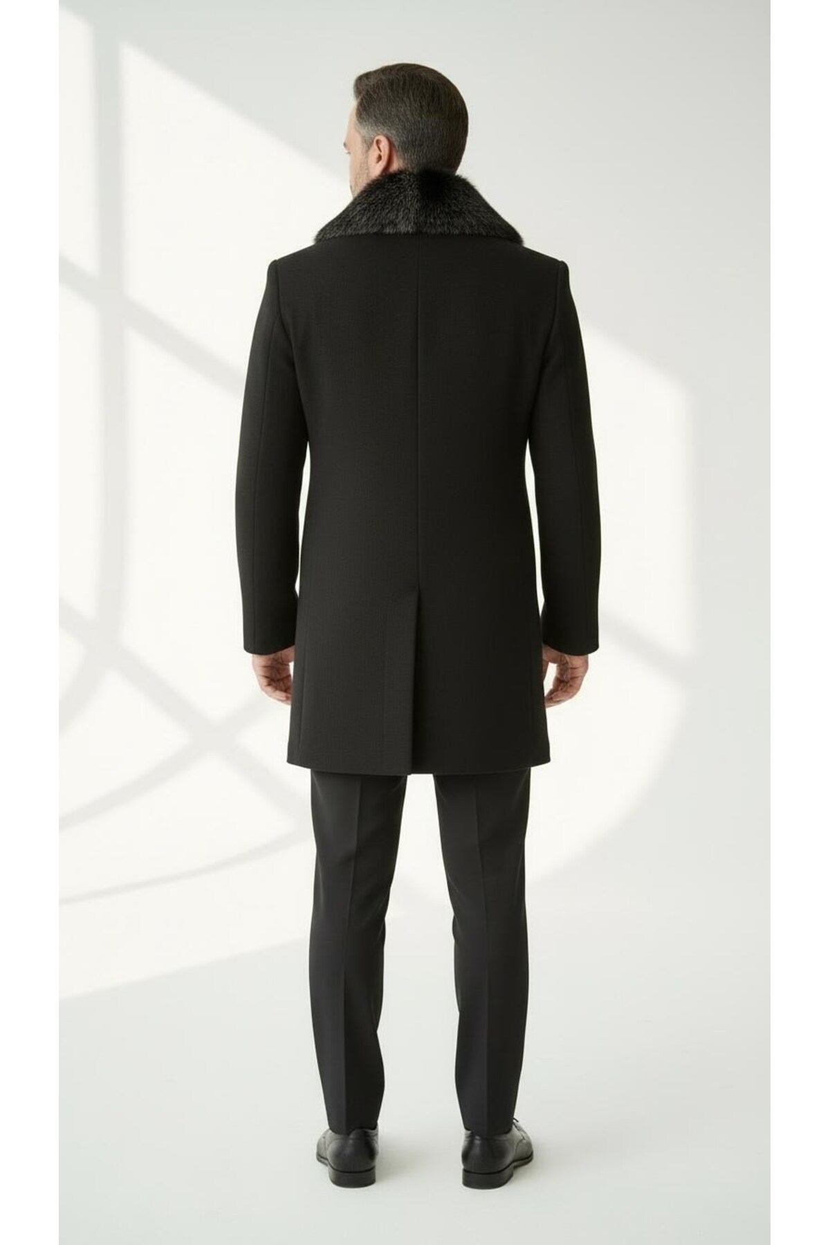 Plus Scorpion  Erkek Uzun Kaşe Kaban – Çıkartılabilir Kürk Yaka, Astarlı ve Cepli Slim Fit Mont (Bej, - Görsel 6