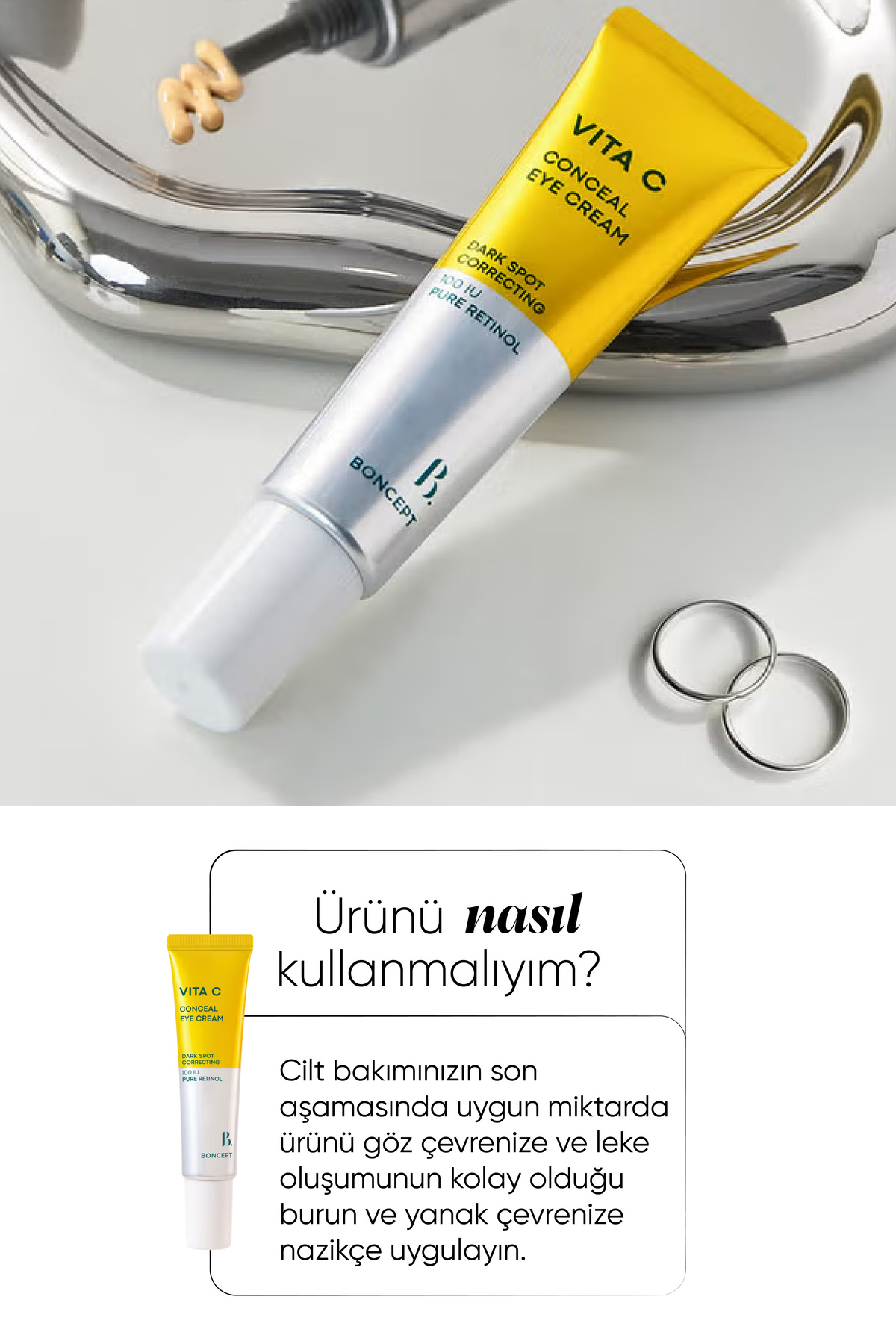Retinol ve C Vitamini İçeren Aydınlık Görünüm Sağlayan Conceal Göz Kremi Vita C Eye Cream — 8806194078236 — تصویر 6 از 7