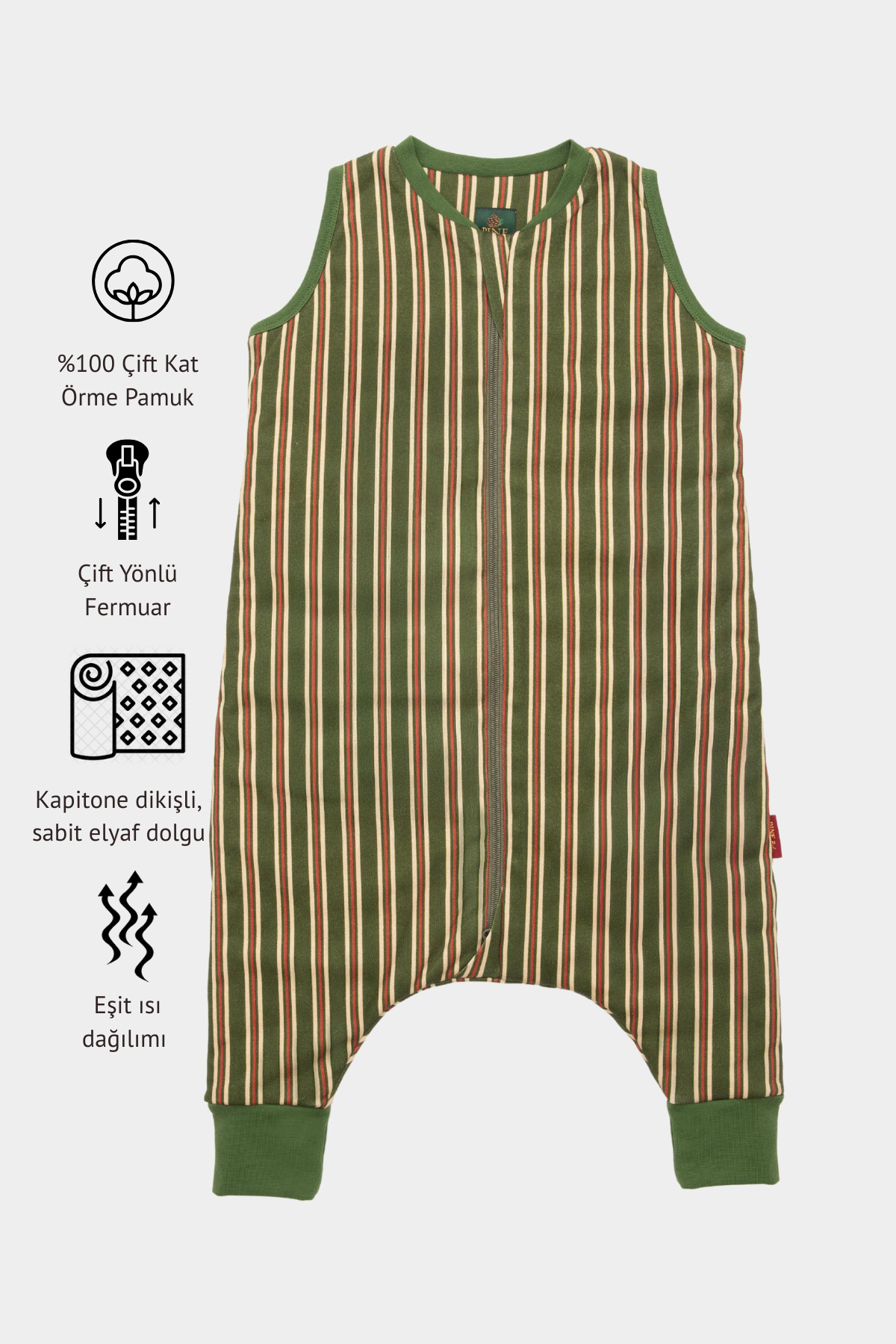 Pine Baby Home %100 Pamuk 1.0 TOG Unisex Bebek Çocuk Uyku Tulumu OEKO-TEX Sertifikalı - PineGreen fotoğrafı 2 (önizleme)