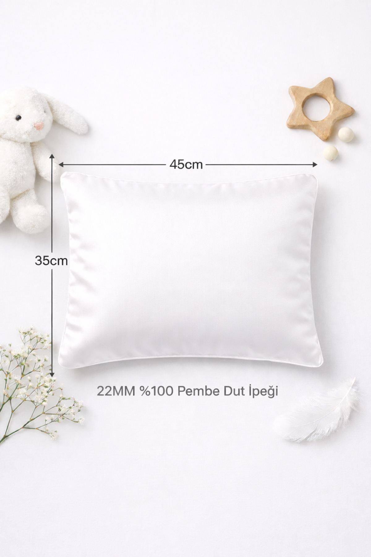 Pure Silk Baby Pillowcase Off-White 22mm Premium Silk Quality