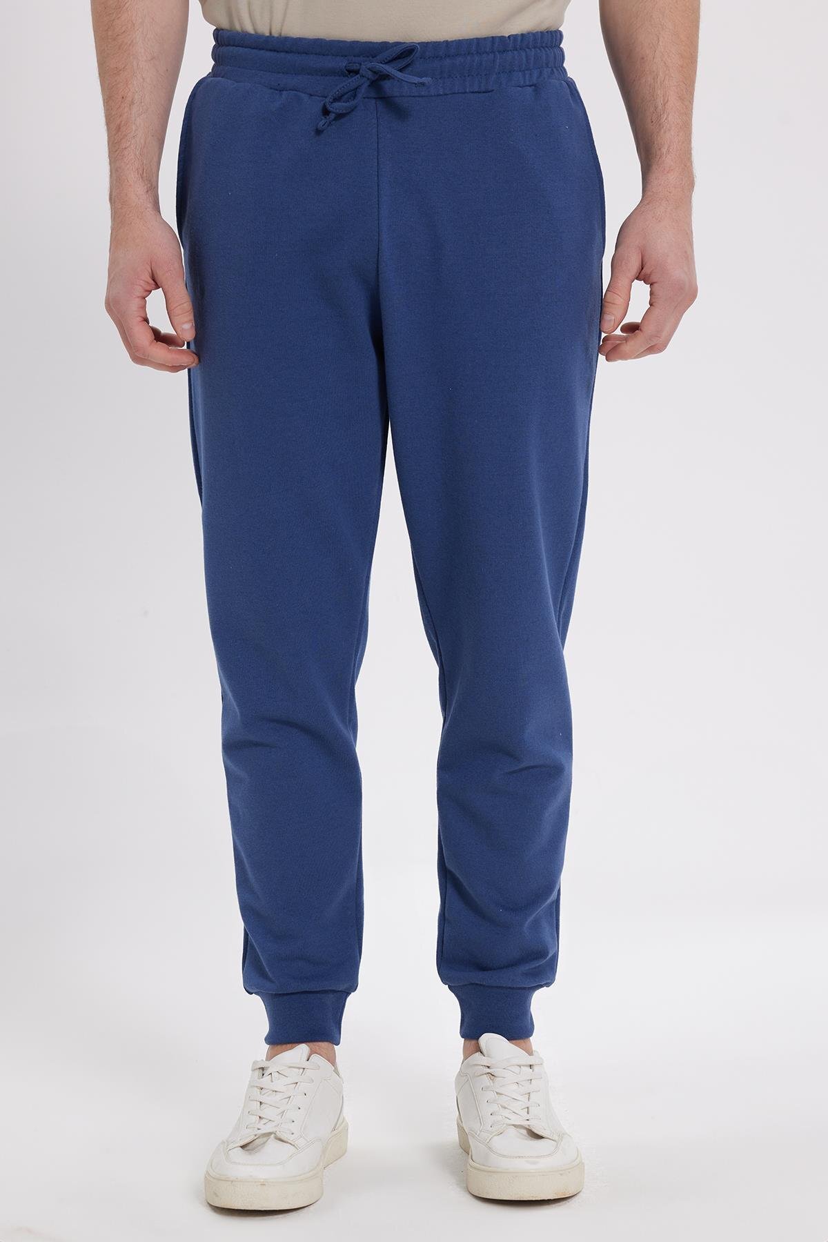 تودورز شلوار مردانه مدل Regular Fit Classic Cut Jogger با کمر کشی، جیب، لبه کشسان، شلوار ورزشی نیلی