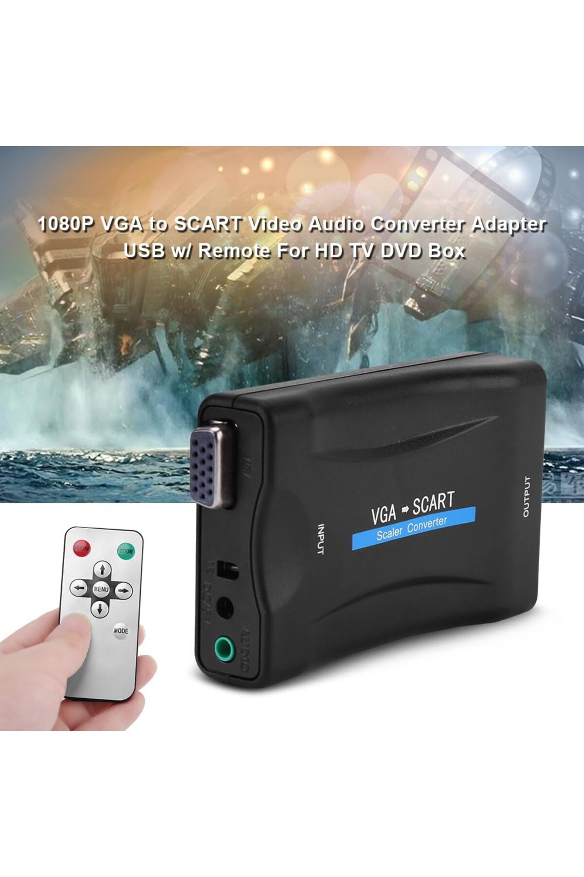 Coverzone VGA to SCART Dönüştürücü Scaler Kutusu PC Laptop TV