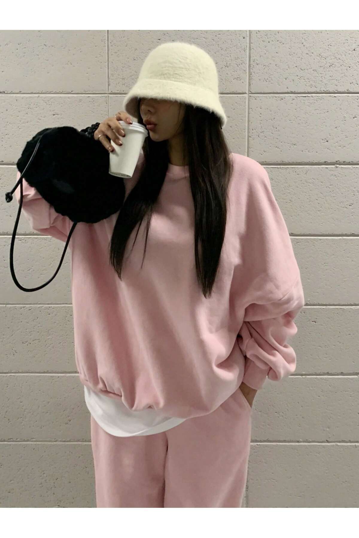 EYAX MODA DÜZ BİSİKLET YAKA KADIN SWEATSHIRT görsel 6