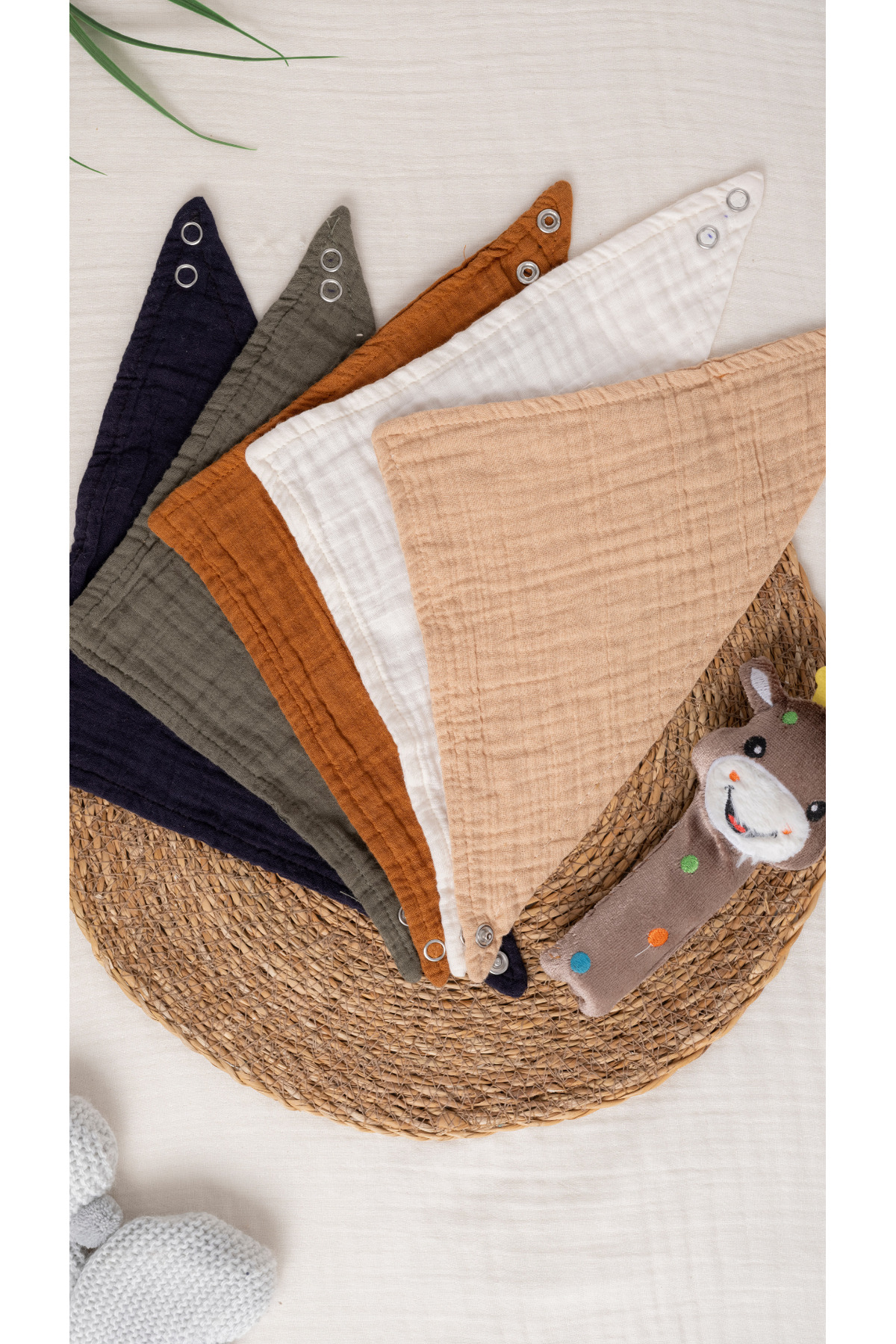 MYLASA HOME Müslin Bebek Önlüğü 4 Katlı | 25x40 cm | Yumuşak & Emici | 5 Renk Seçeneği | 5’li Paket fotoğrafı 2 (önizleme)