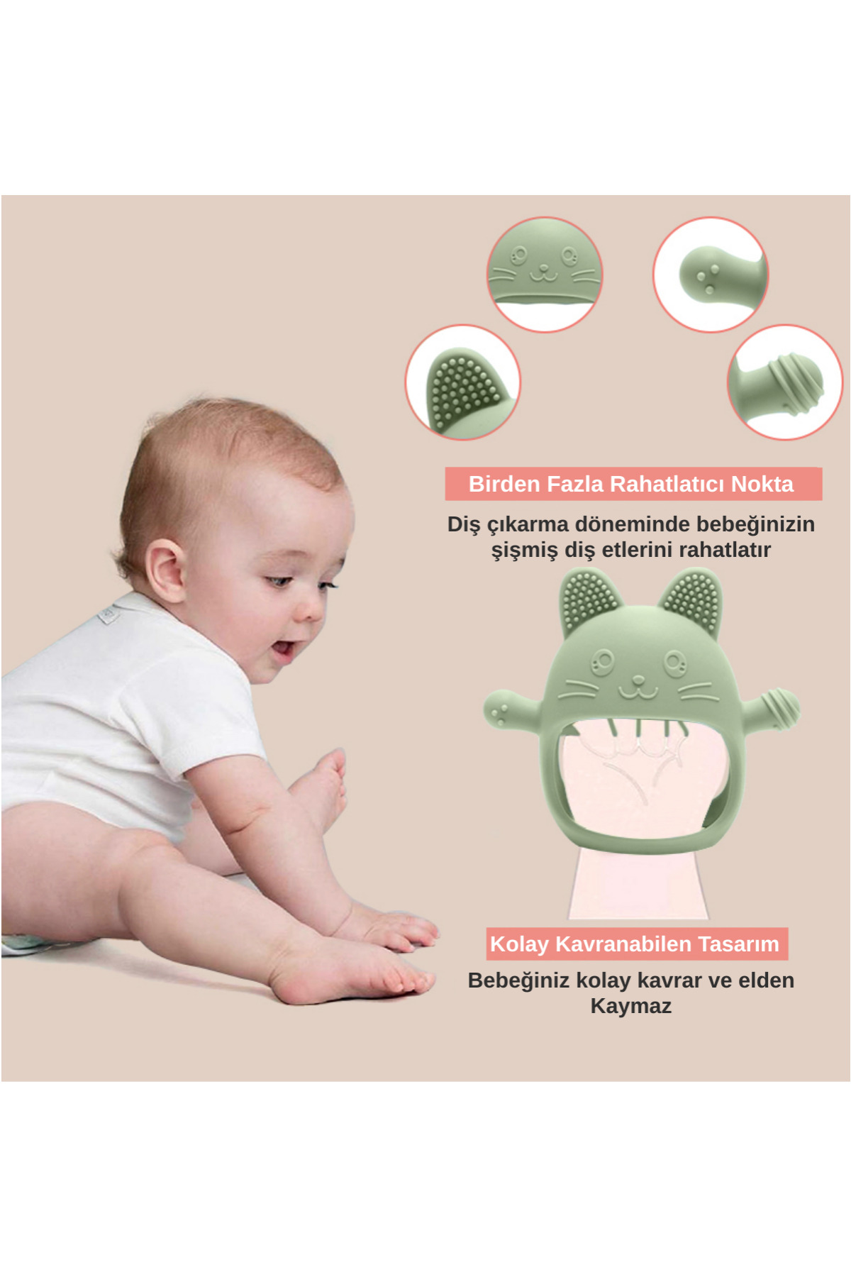 BAMM BAMM Bebek Diş Kaşıyıcı Silikon Premium Gıda Sınıfı fotoğrafı 2 (önizleme)
