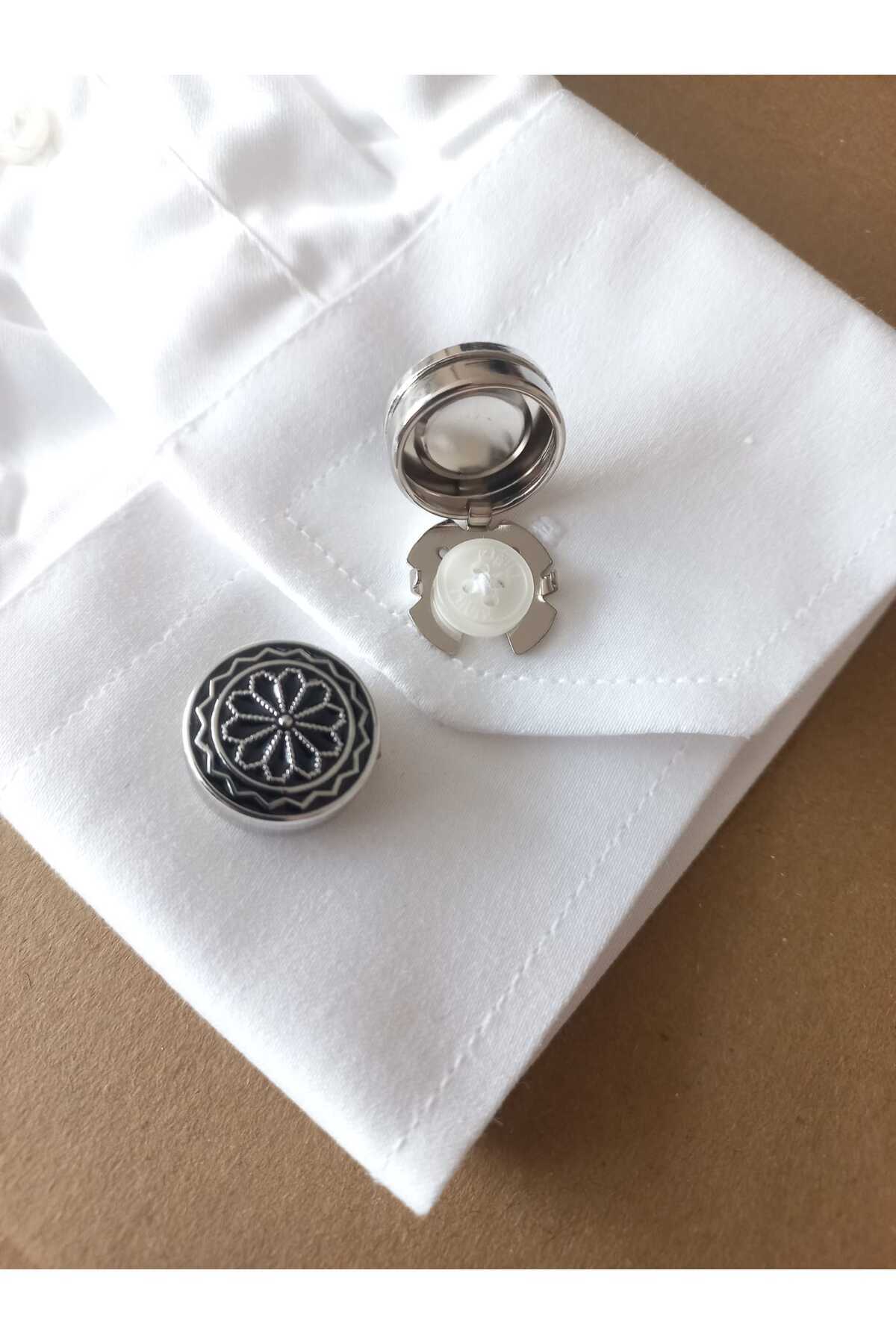 Kravatistan Tüm gömleklere uyumlu düğmeye geçmeli kol düğmesi