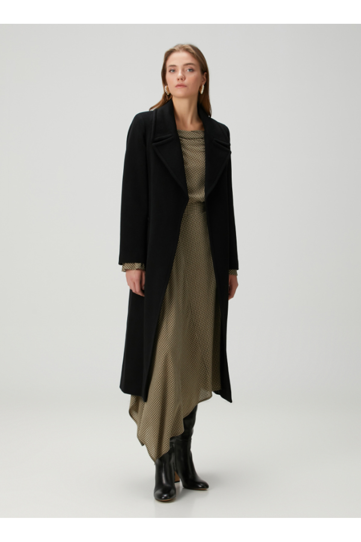 Meşe Moda  Kuşak Detaylı Yün Palto - Görsel 2