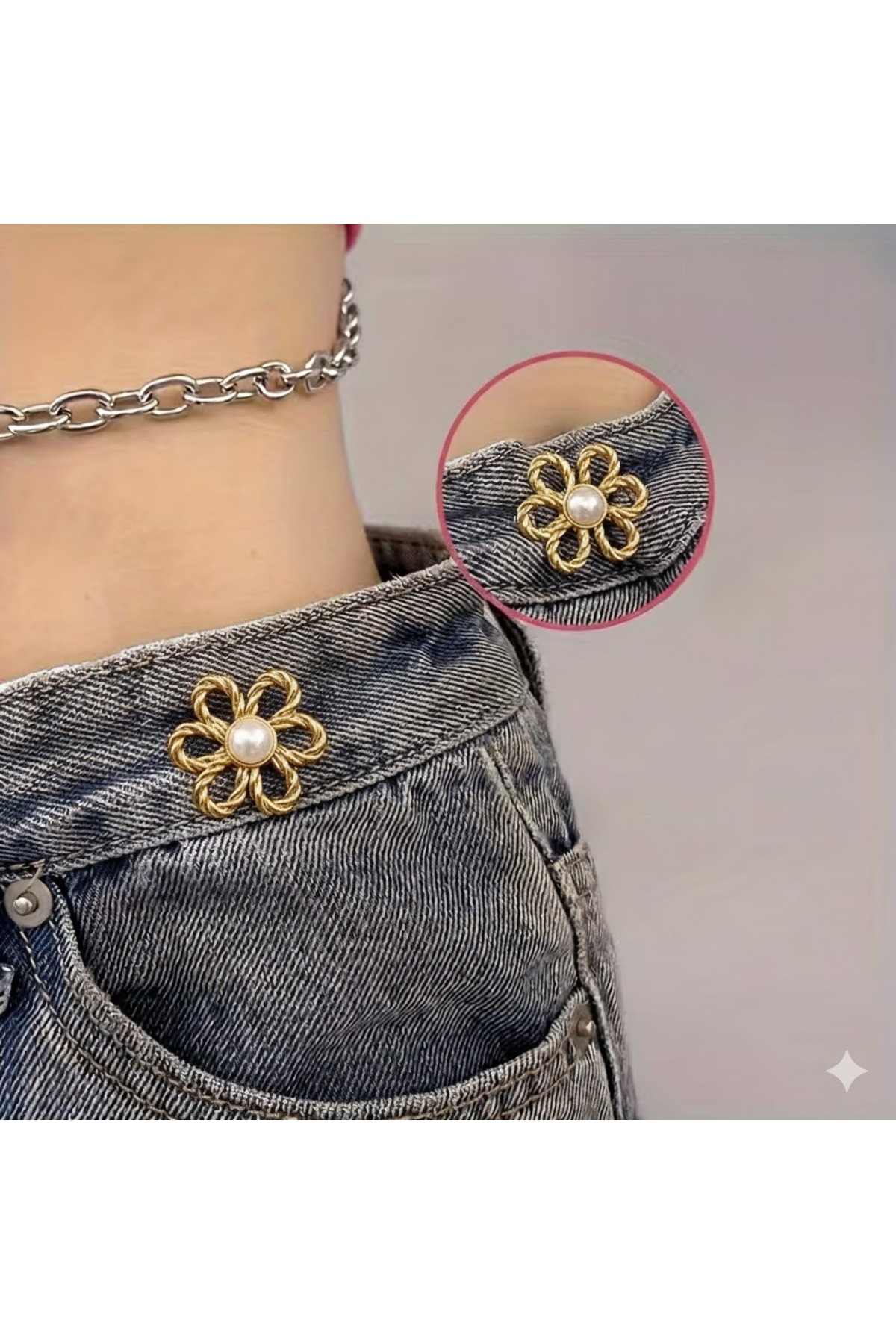 GUCSO Çiçek Model Pantolon Beli Daraltma Aparatı, Kemer, Broş, Çiçek Model Pantolon Beli Daraltma Çıtçıtı görsel 4