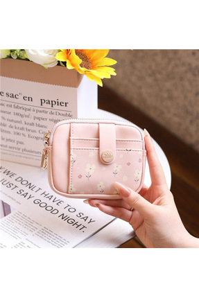 rinkadoll Zarif Çiçek Desenli Fermuarlı Mini Kartlık/Bozuk Para Cüzdanı