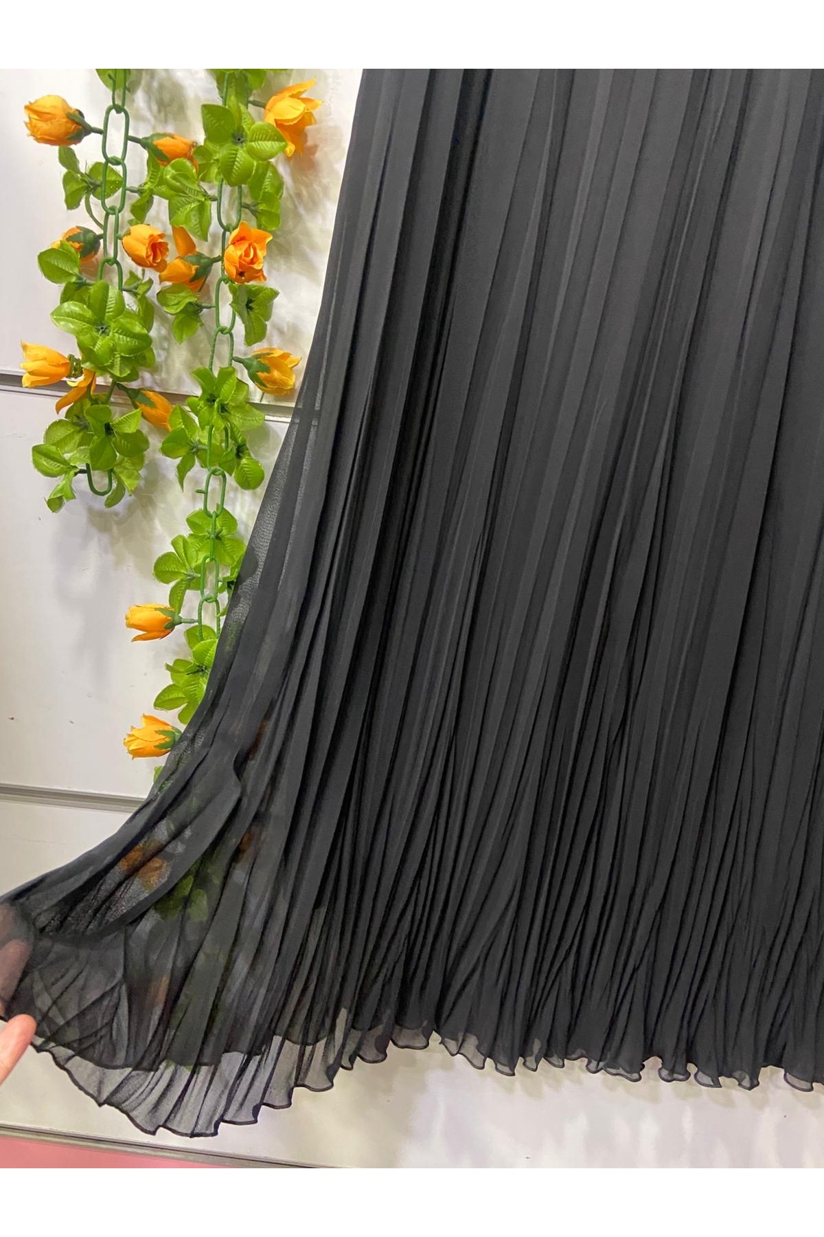 edu collection  Şifon ÇAN etek astarlı siyah - Görsel 2