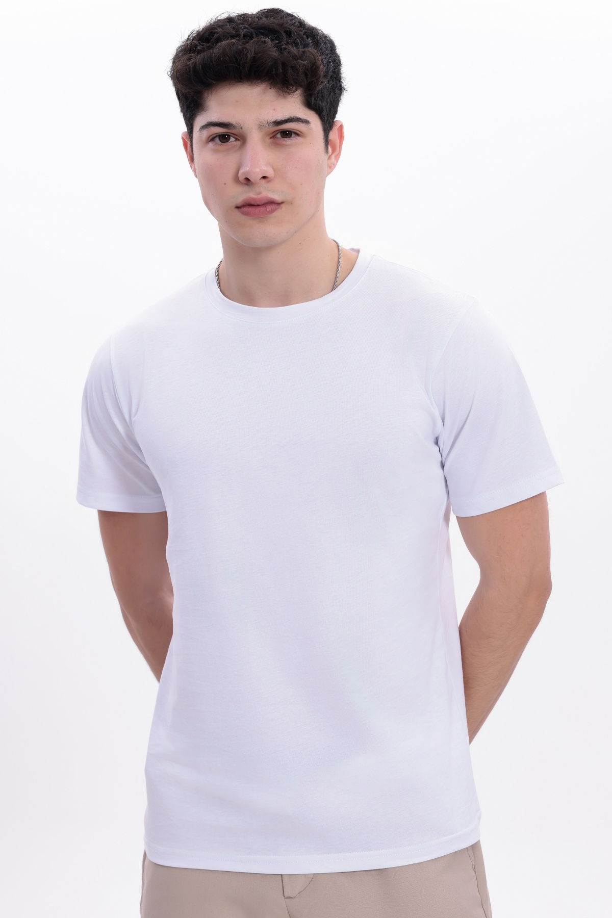 freemen  Erkek Beyaz Regular Fit Basic Tişört, Bisiklet Yaka, Pamuklu 30/1 Süprem Kumaş, Rahat Günlük Giyim - Görsel 4