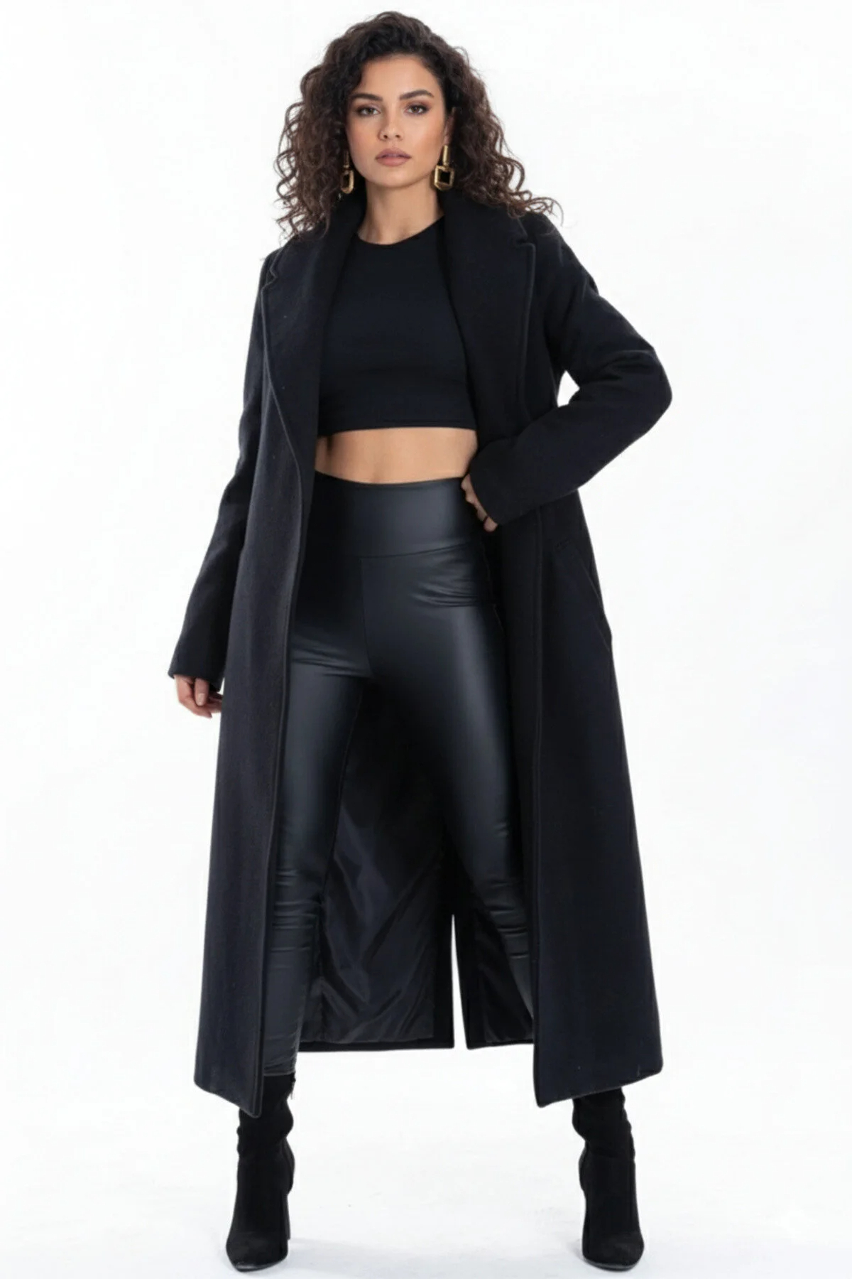 Modayıldızlar  MORENA Layal Kadın Yeni Sezon Kuşaklı İçi Astarlı Cep Detaylı Kaşe Kaban - Görsel 2