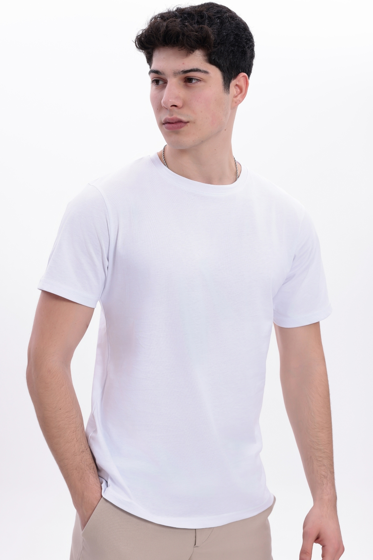 freemen  Erkek Beyaz Regular Fit Basic Tişört, Bisiklet Yaka, Pamuklu 30/1 Süprem Kumaş, Rahat Günlük Giyim - Görsel 3