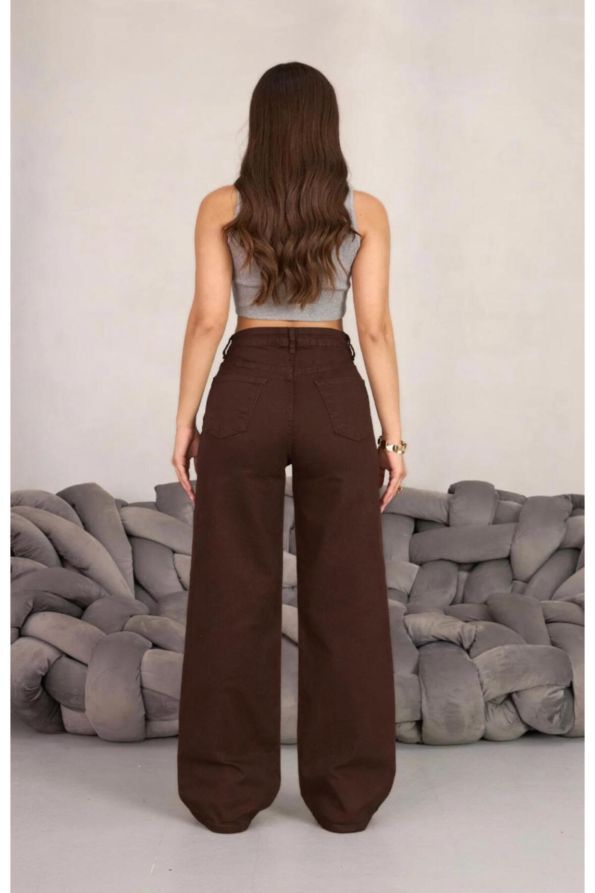 Fro line  KADIN KAHVE PALAZZO PANTOLON - Görsel 4