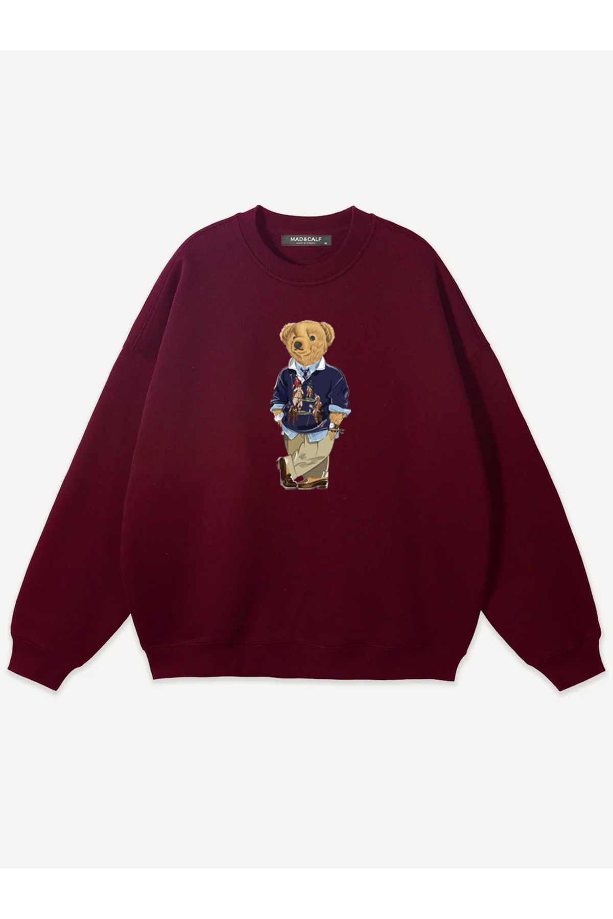 Mad&Calf Unisex Teddy Daddy Printed Crew Neck Oversized Sweatshirt