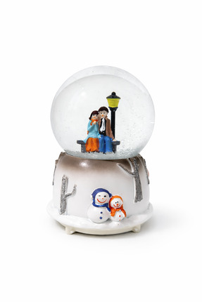 ALYTECH MegaBoy Sokak Lambası Altında Oturan Çift Renkli Işıklı Kar Küresi Mü...