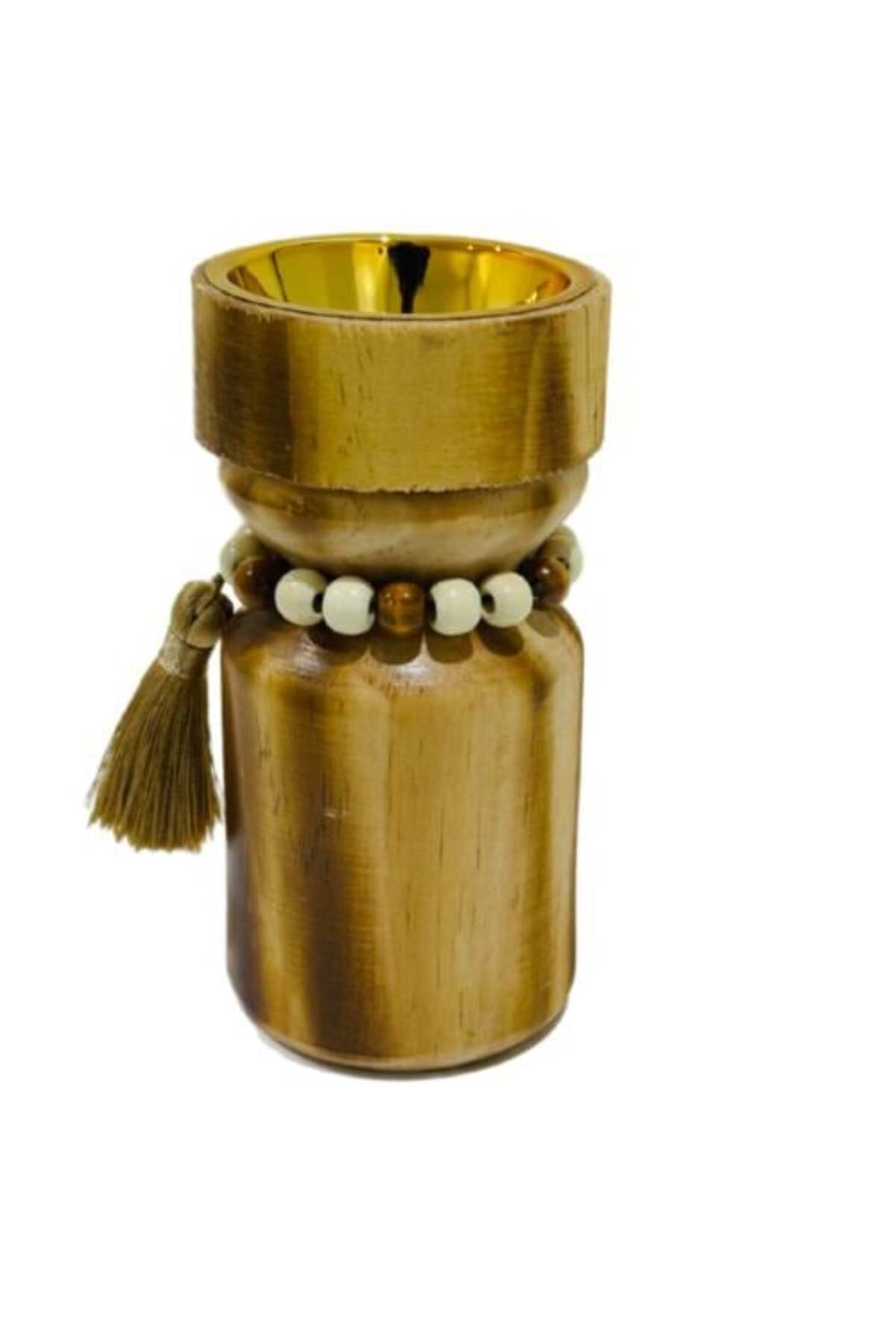 مبخرة خشب بني فاخر مع خرز وزينة أنيقة