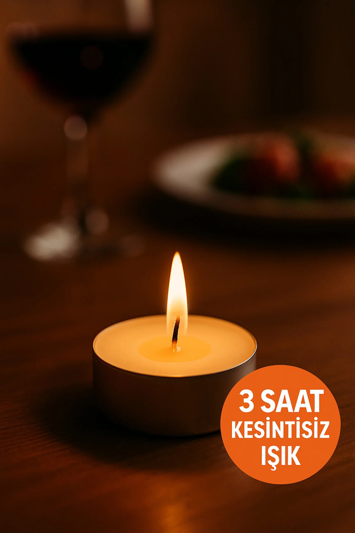 Candle Ev ve Parti Dekorasyonu İçin Tealight Mum – Loş Işıkta Romantik Ambiyans, 3 Saat Yanma Süresi