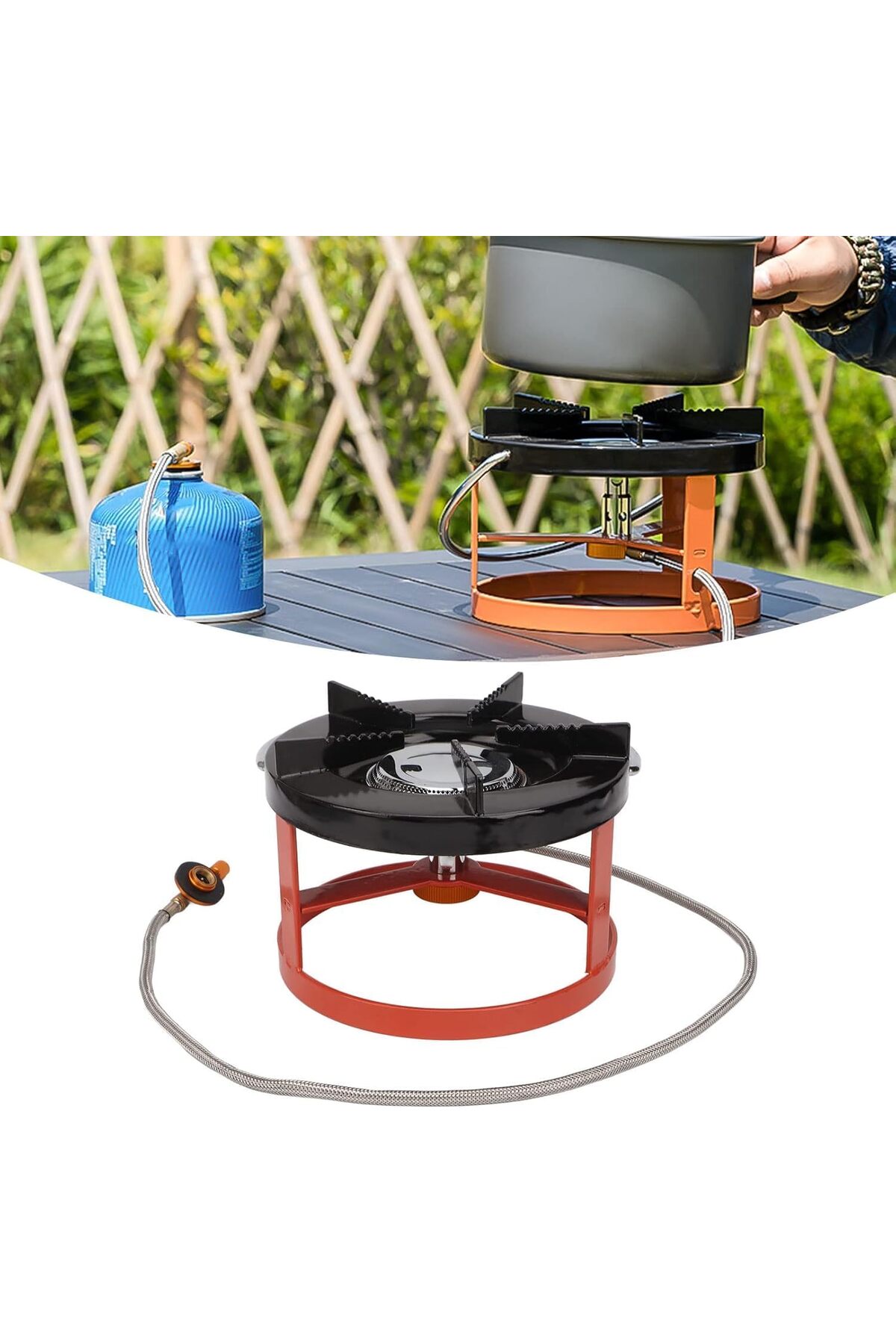 موقد غاز تخييم قوي بلهب اندماج – تسخين سريع وتصميم آمن للرحلات