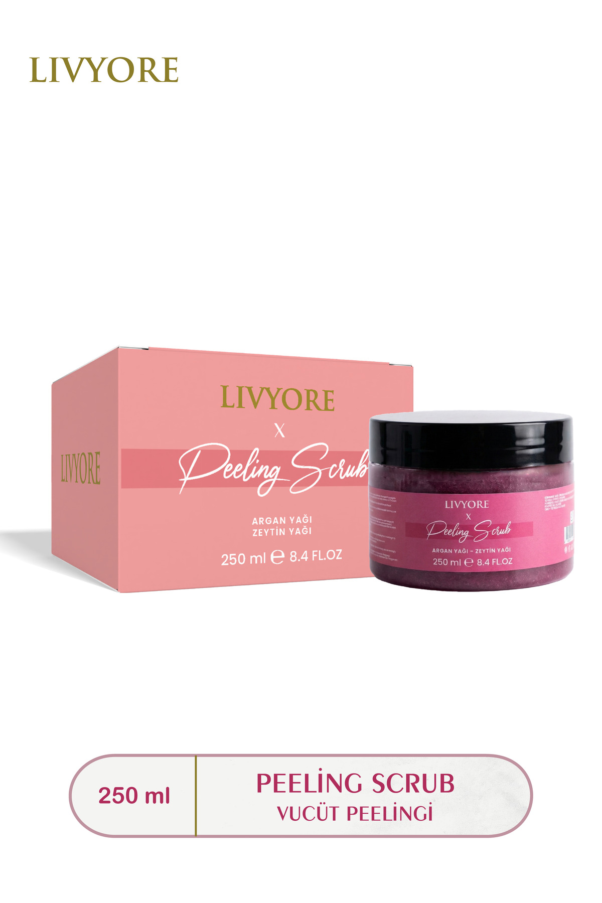 LİVYORE Argan & Zeytin Yağlı Peeling Scrub Vücut Peelingi 250 ml — vucütpeelingi