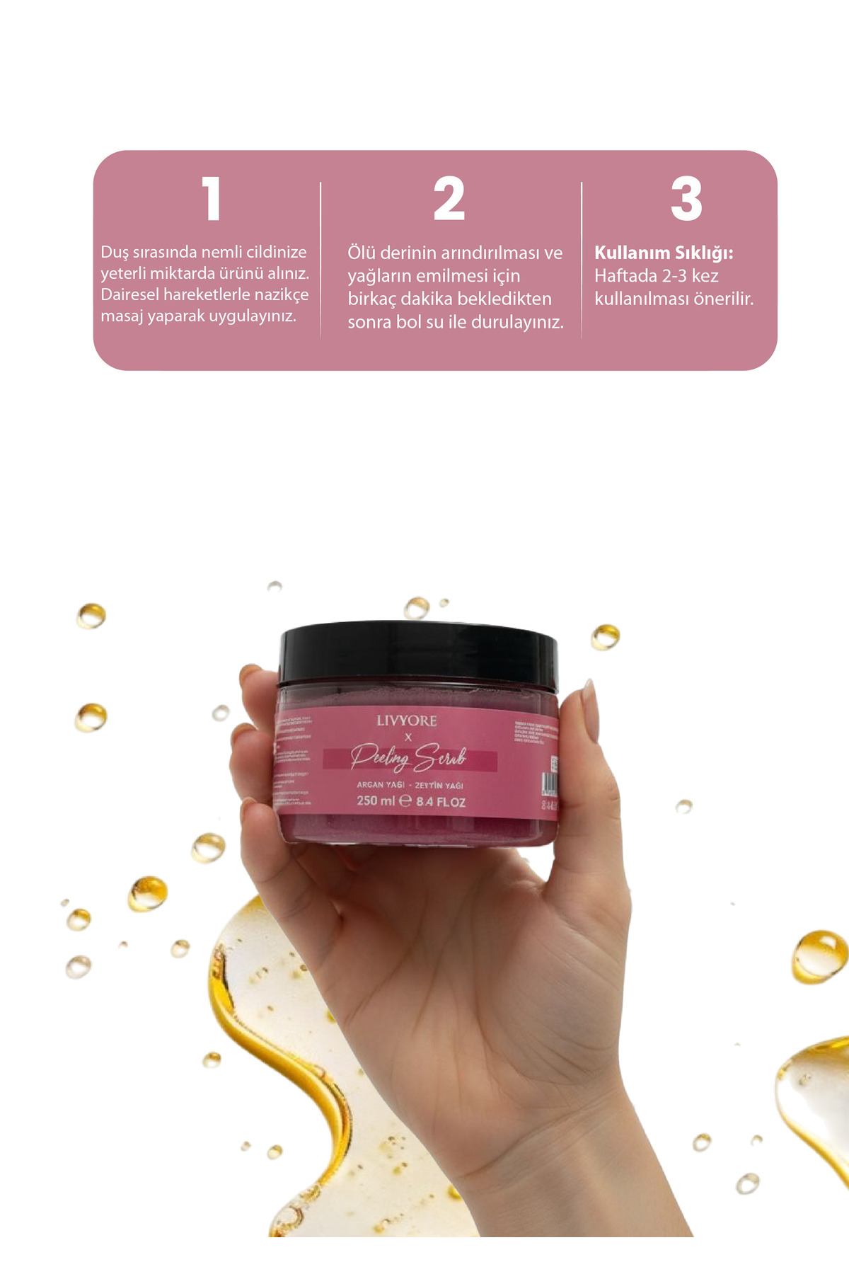 Argan & Zeytin Yağlı Peeling Scrub Vücut Peelingi 250 ml — vucütpeelingi — تصویر 4 از 6