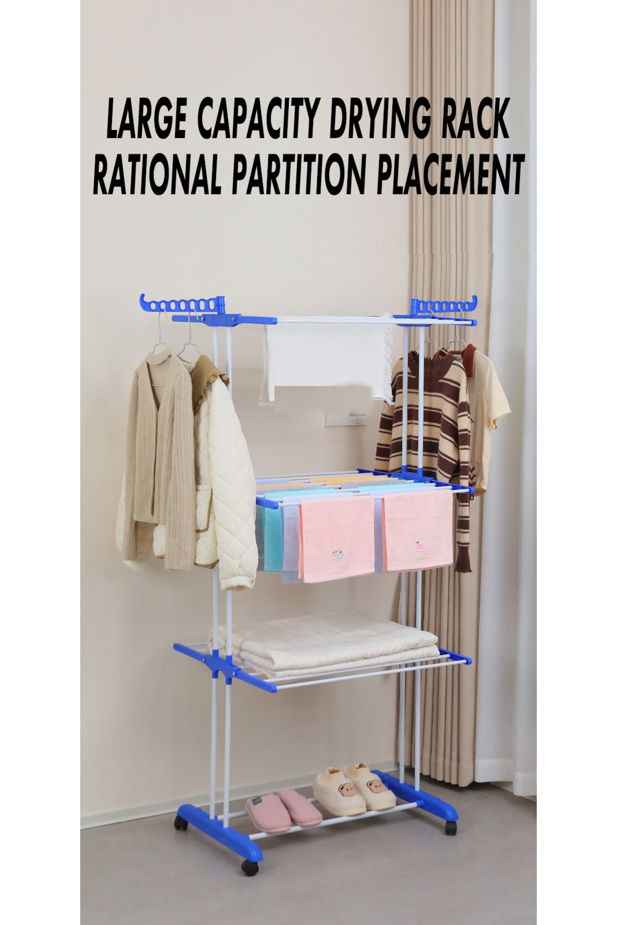 رف تجفيف ملابس معدني قابل للطي 00081