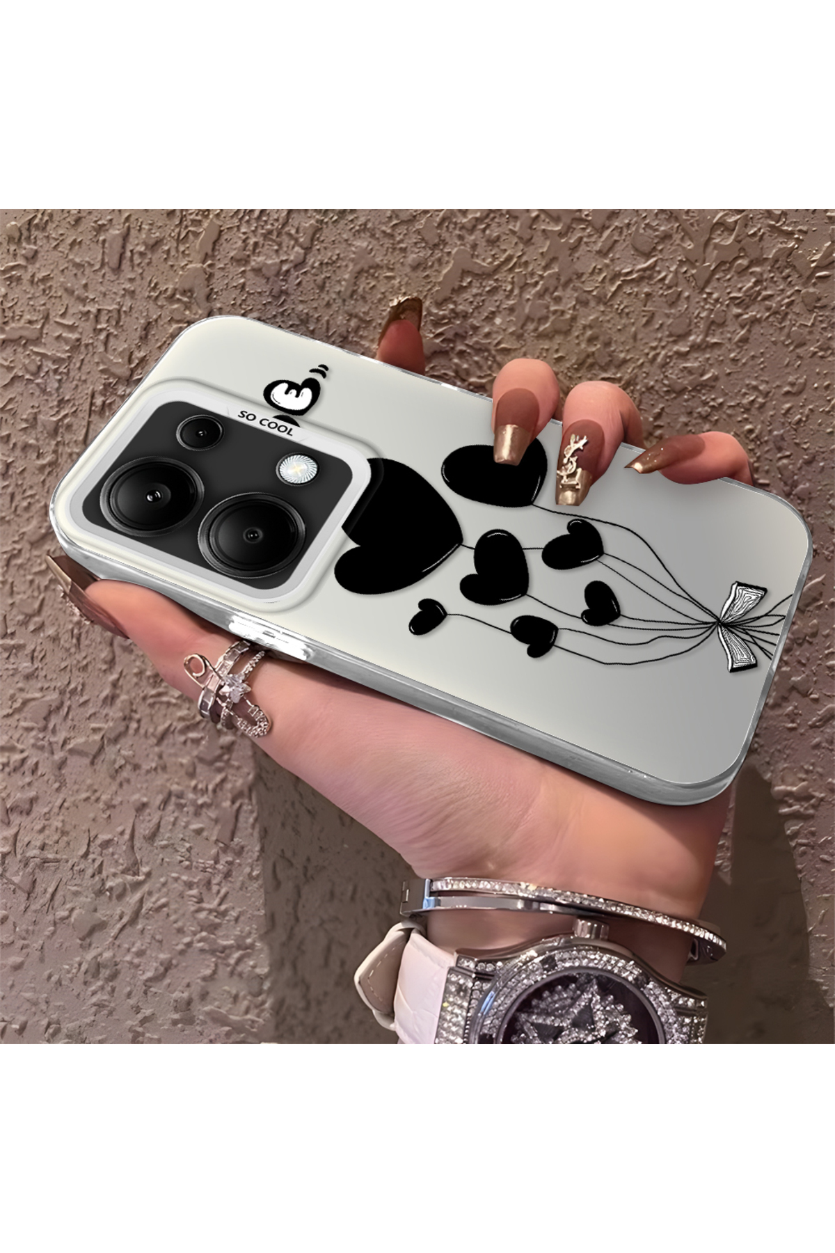 Xiaomi Redmi Note 13 Pro 4G Compatible Heart Balloon Pattern Protected Silicone Phone Case