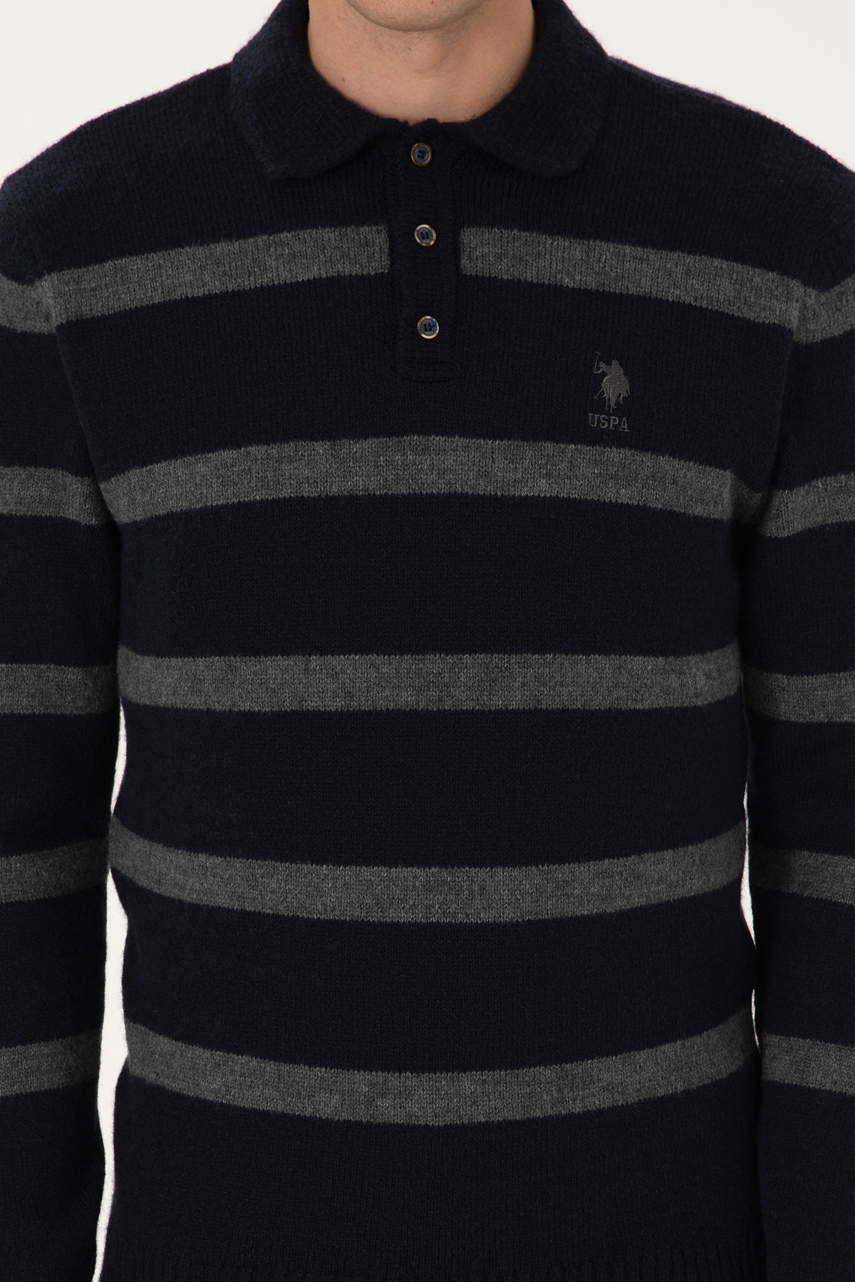Erkek Regular Fit Polo Yaka Lacivert Kazak 50315036-VR033 — سرمه‌ای — تصویر 6 از 7