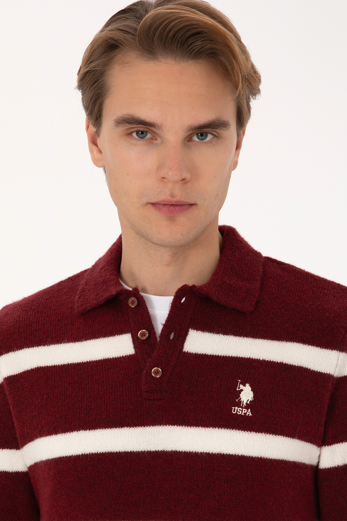 U.S. Polo Assn. Erkek Regular Fit Polo Yaka Bordo Kazak 50315036-VR014 görsel 2