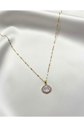 HİİS Midye detaylı Gold zincirli çelik kolye