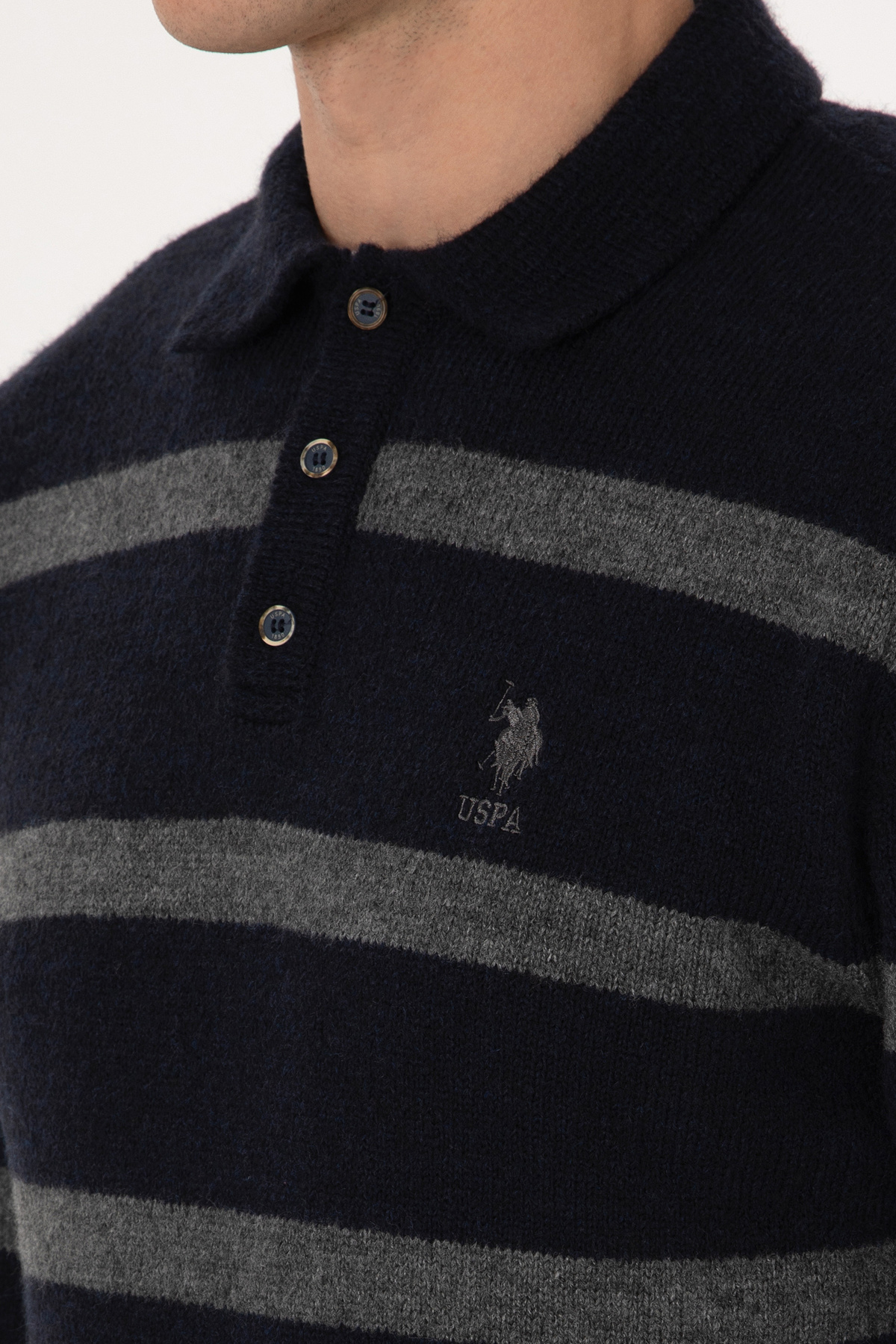 Erkek Regular Fit Polo Yaka Lacivert Kazak 50315036-VR033 — سرمه‌ای — تصویر 7 از 7