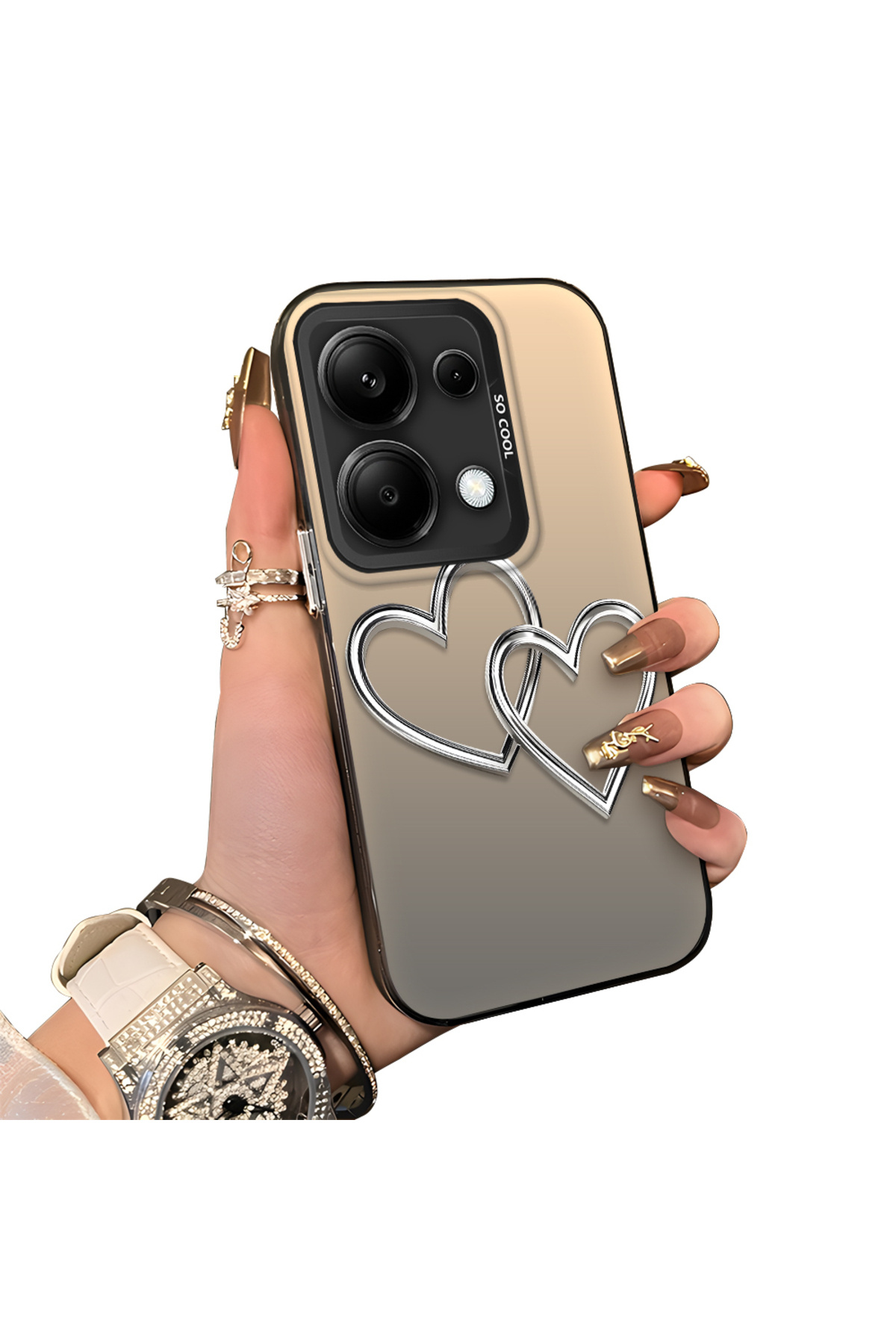 Xiaomi Redmi Note 13 Pro 4G Compatible Interlocking Hearts Silicone Shield Case