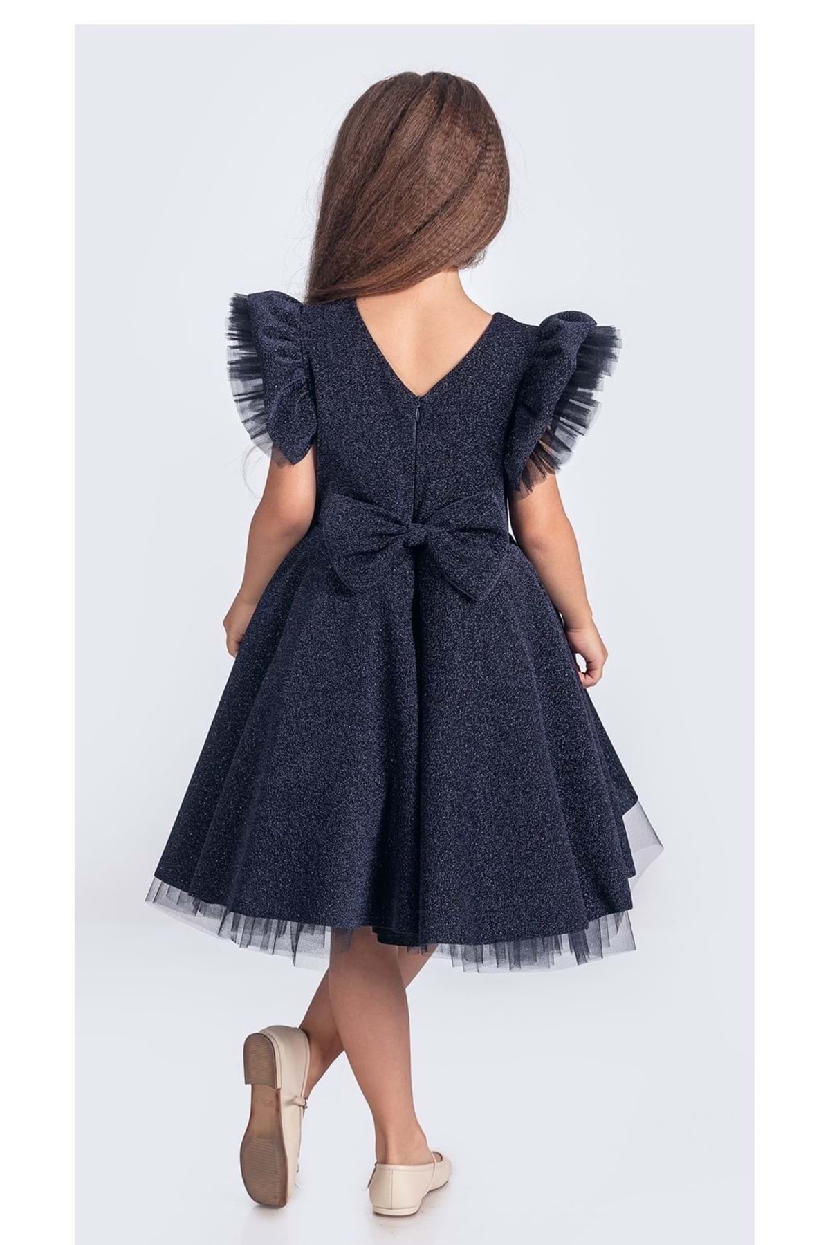 Mnk Baby&Kids Simli Şanzelize Kız Çocuk Abiye Elbise M00669 LACİVERT fotoğrafı 3 (önizleme)