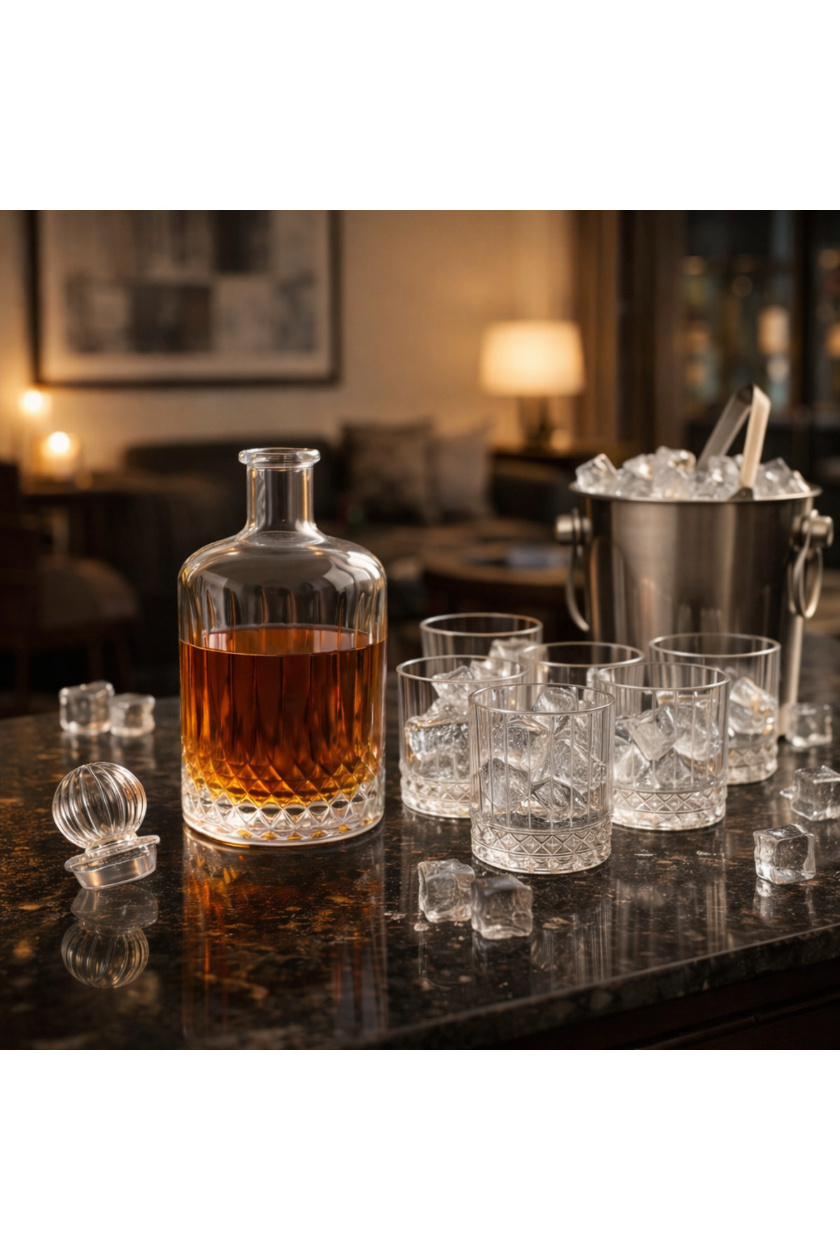 7-Piece Luxury Crystal Whiskey Set – Carafe + 6 Cups – Premium Stylish Design