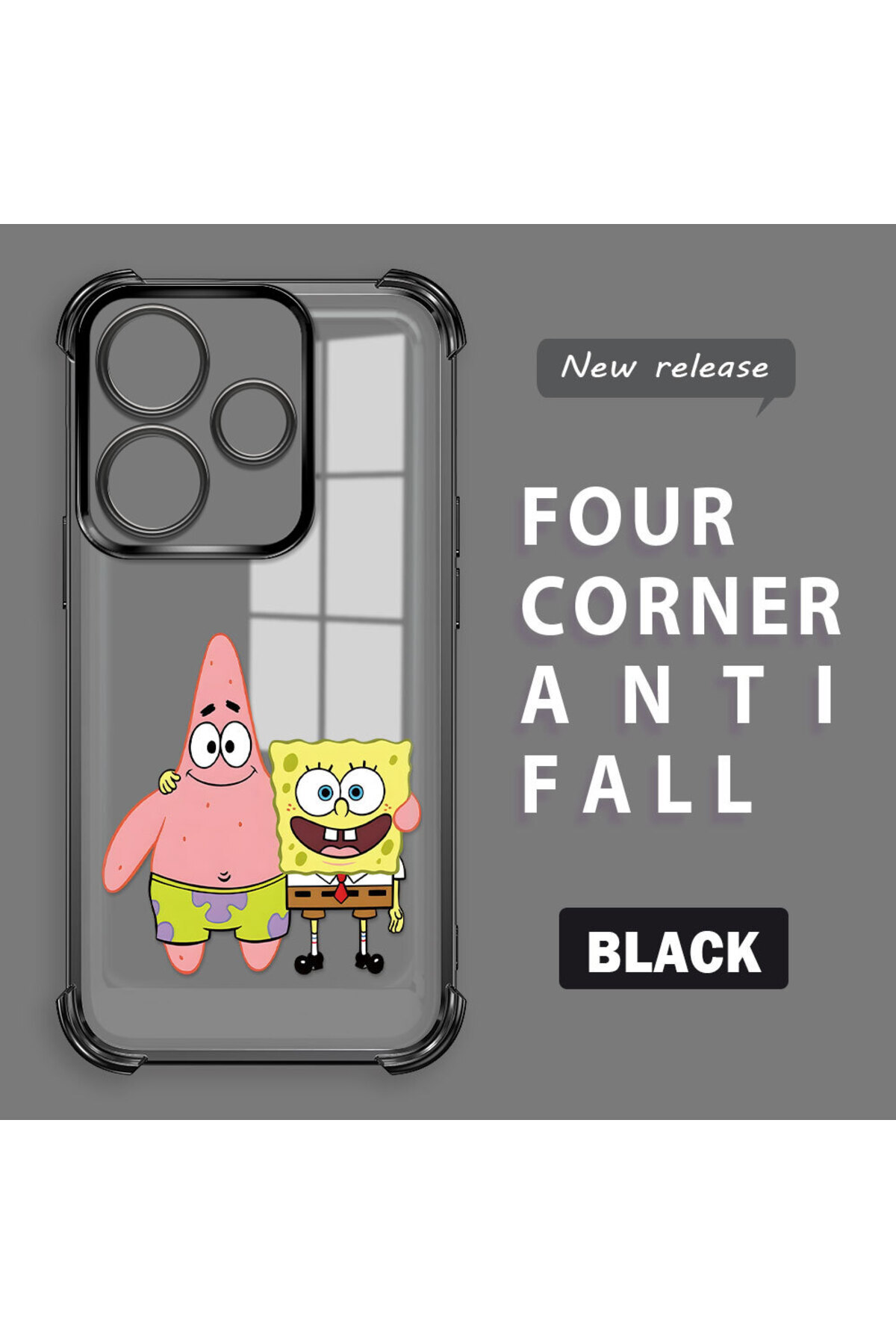 Xiaomi Redmi 13 Compatible Childhood Joy Sponge Bob Transparent Silicone Protected Case