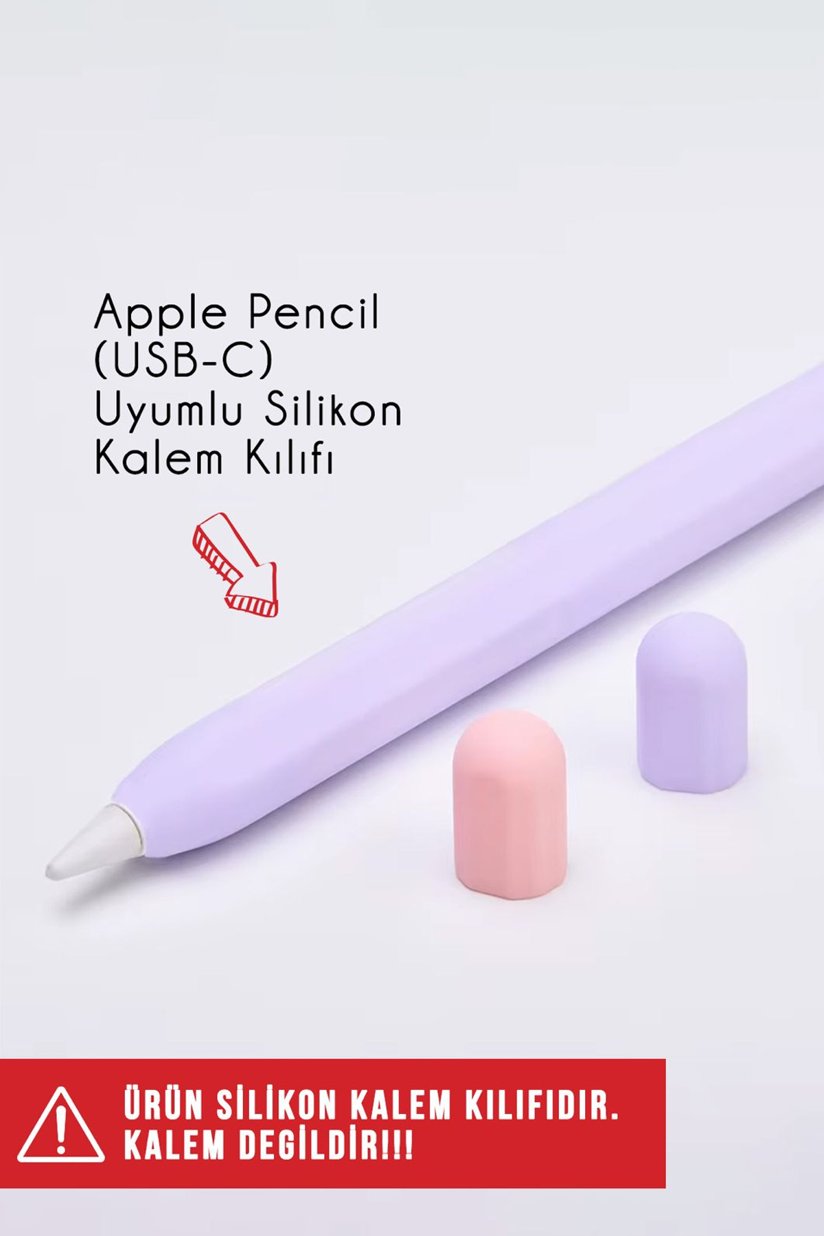 Nezih Case Apple Pencil (USB-C) Uyumlu Yumuşak Silikon Tam