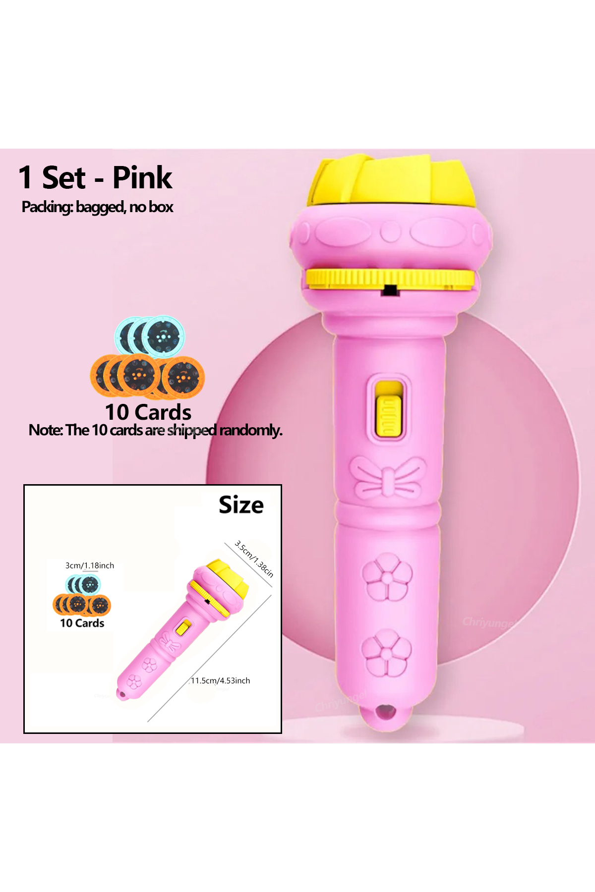 Choice1 1 Set-Pink Projector Flashlight for Kids 10 Cards 80 Patterns Bedtime...