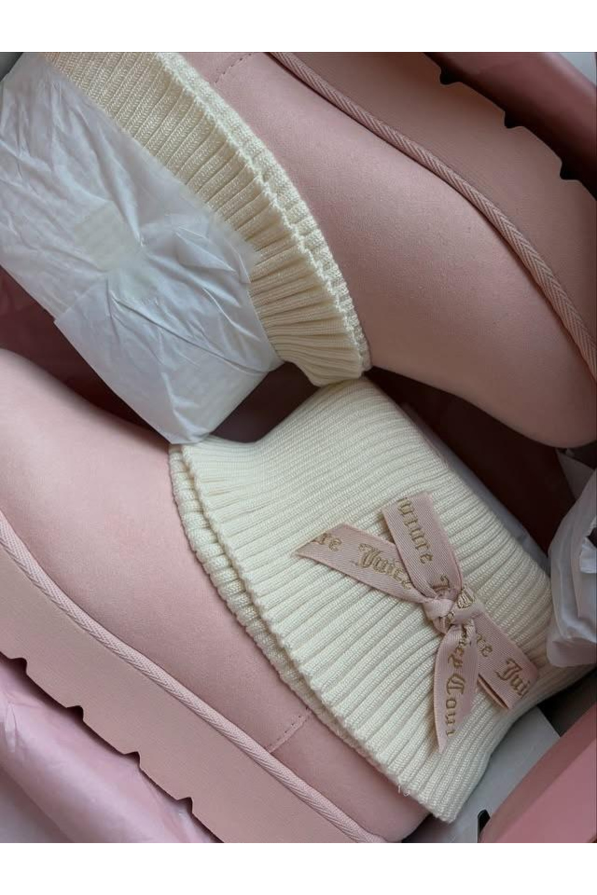 Gofeel Ribbon Couture Pembe Peluş Dokulu Bot görsel 2