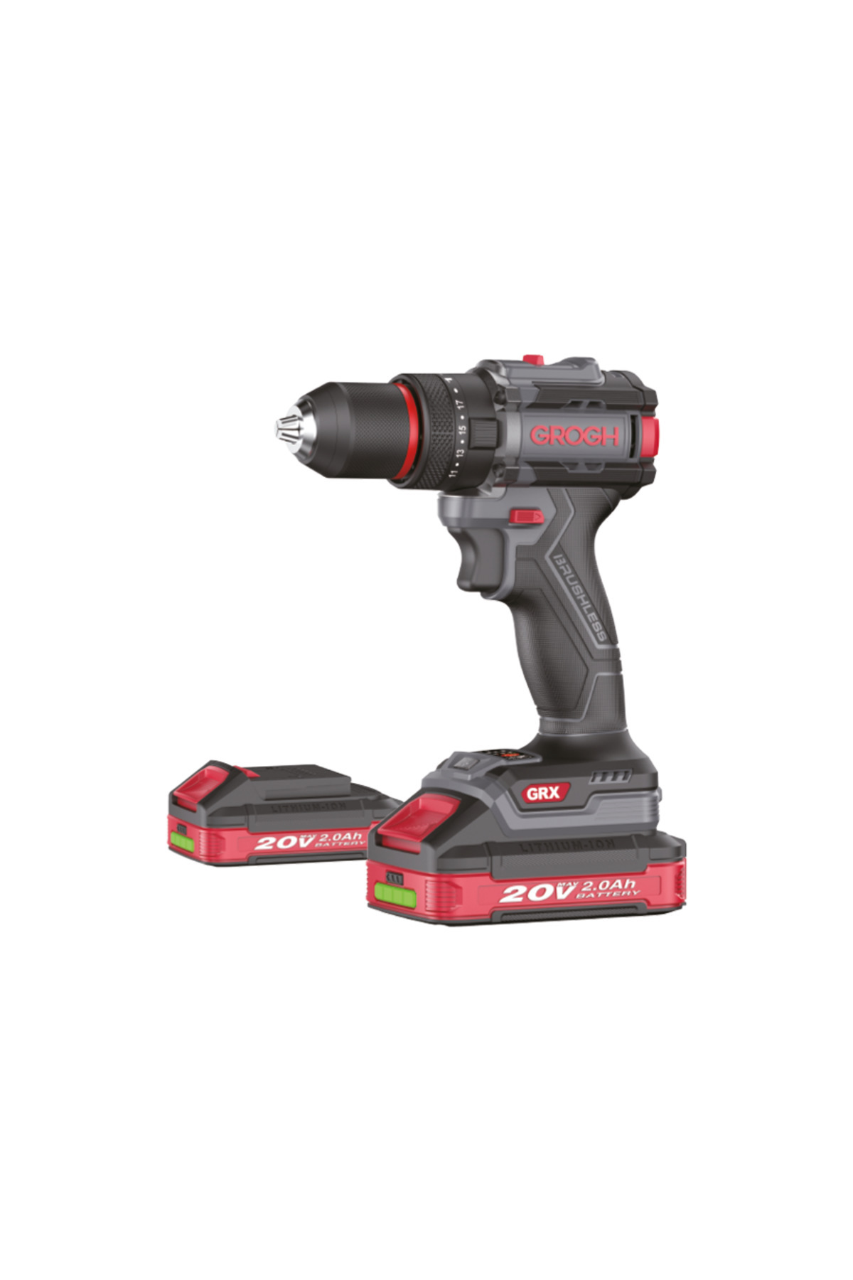 Grogh Kömürsüz Motorlu Şarjlı Darbeli Matkap Çift Akü 20V 2 Ah