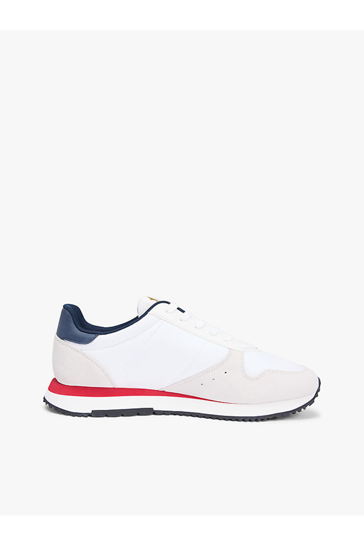 تامی هیلفیگر کفش کتانی مردانه پاشنه بلند طرح‌دار، بنددار، فیت و راحت سفید EM0EM01649-0GY