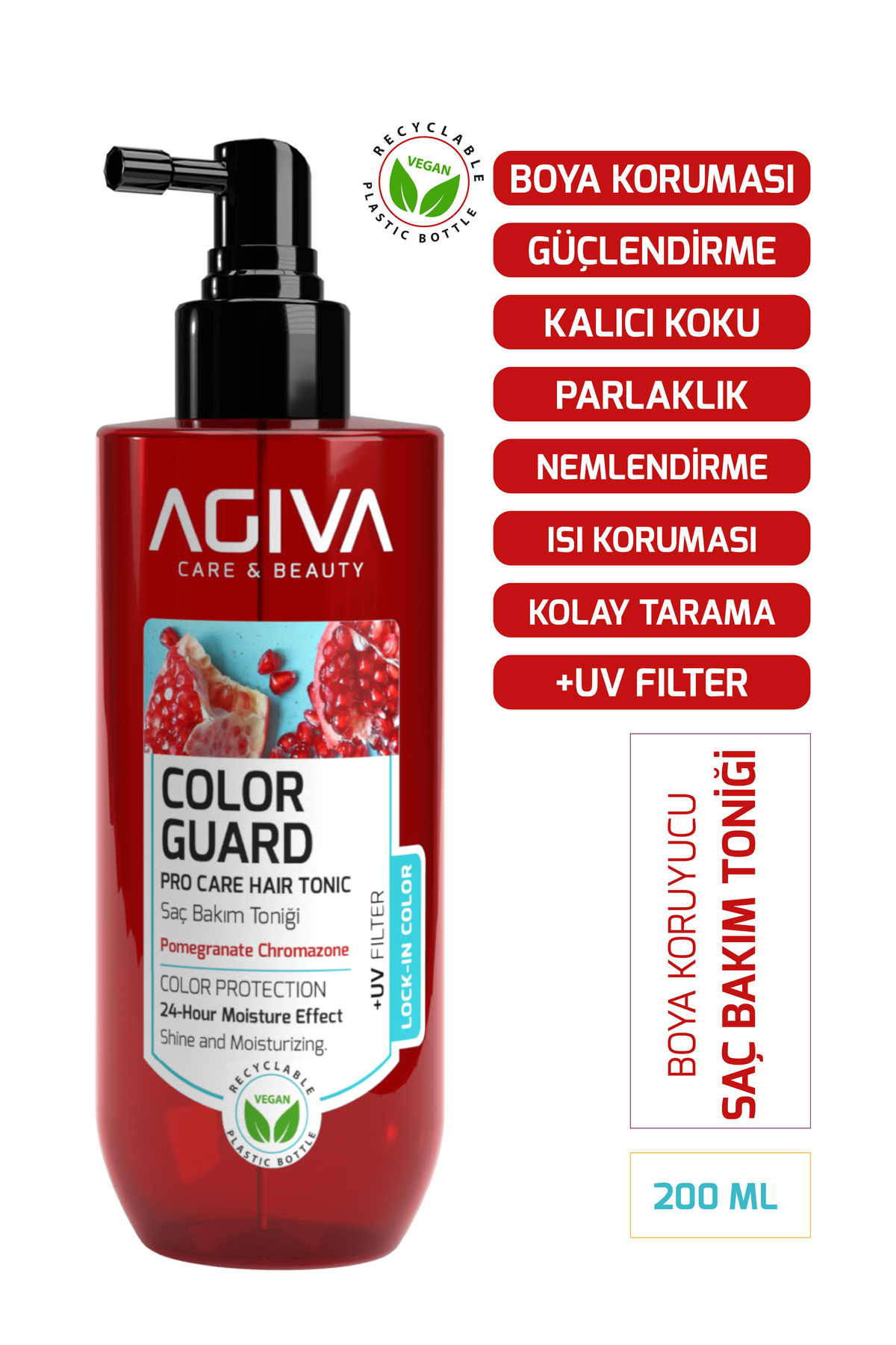 agiva care& beauty Boya Koruyucu Saç Bakım Toniği 200 ml – Boya Koruma Destekli Saç Bakım — 001-TON-021
