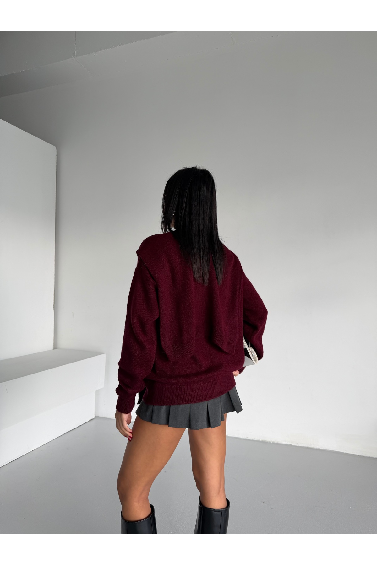 Lamierra  Atkı Detaylı Yumoş Kadın Triko Kazak - Görsel 4