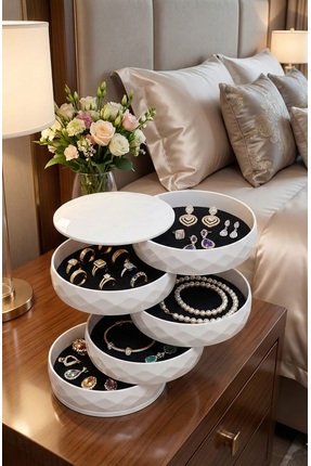 HomeBasics Takı Organizeri Diamond Dönebilen Kolye Yüzük Küpe Düzenleyici