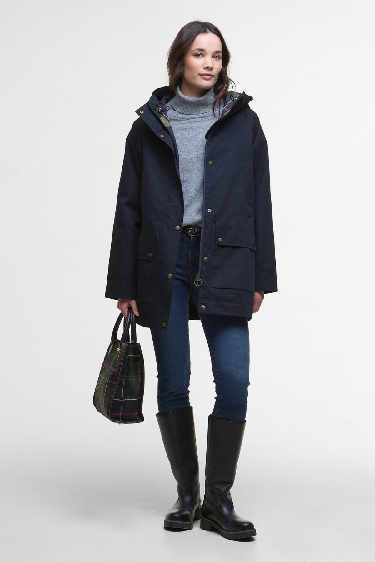 Barbour Winter Beadnell Waterproof Ceket NY92 Deep Navy/Classic görsel 3