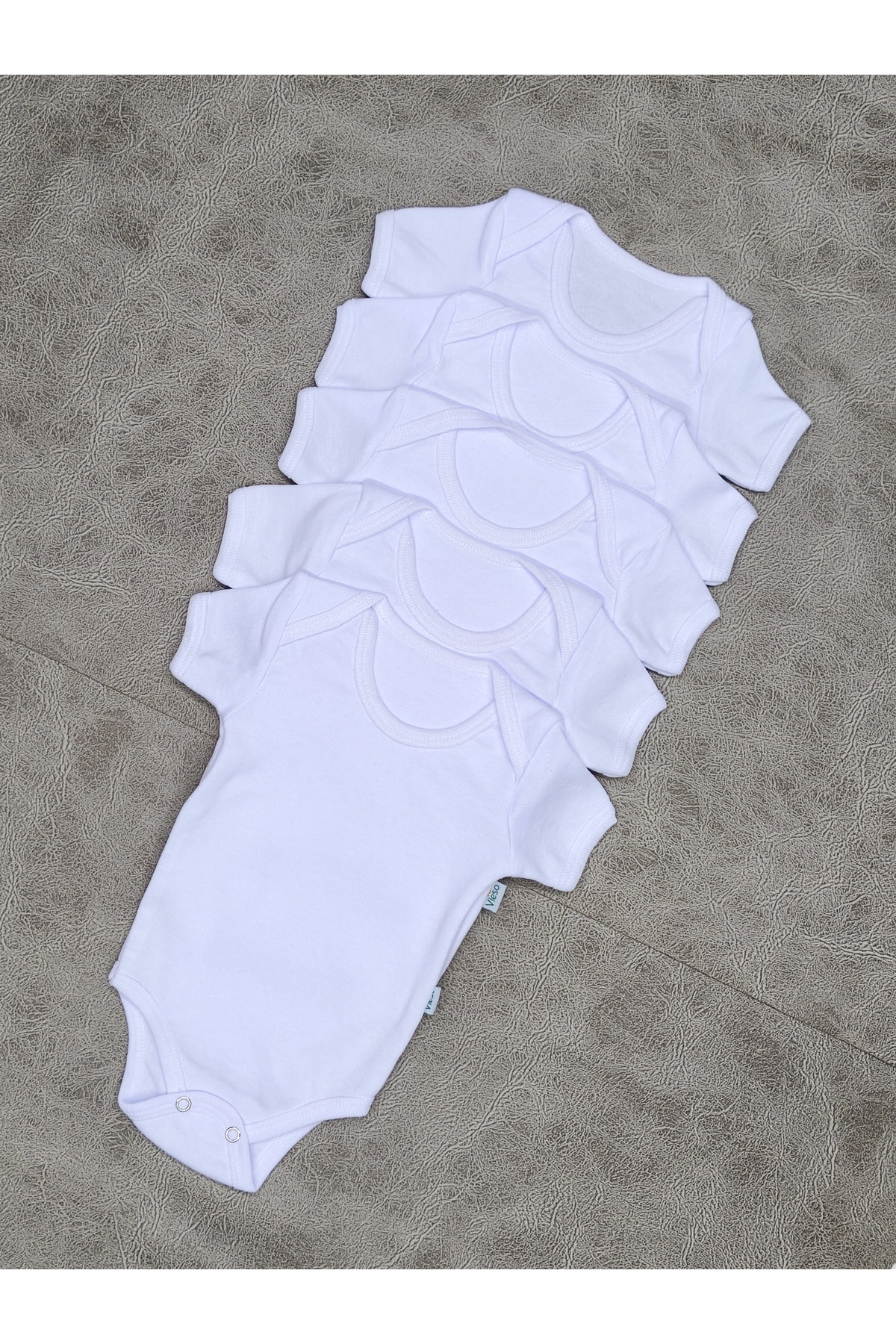 vieso 5'li Kısa Kollu Pamuklu Kız Erkek Çıtçıtlı Body Zıbın Atlet fotoğrafı 5 (önizleme)