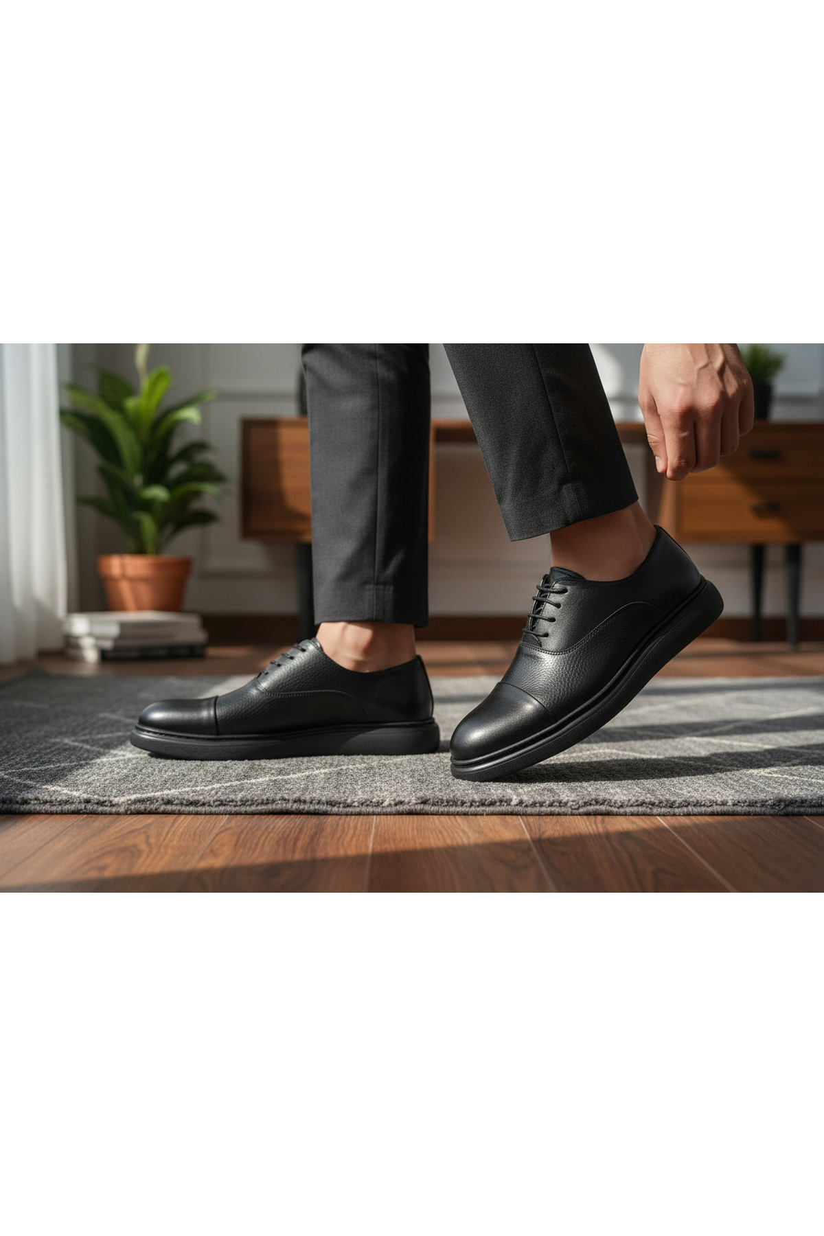 abar classic  ERKEK İÇ DIŞ HAKİKİ DERİ POLİ TABAN BAĞCIKLI KLASİK CASUAL AYAKKABI - Görsel 4